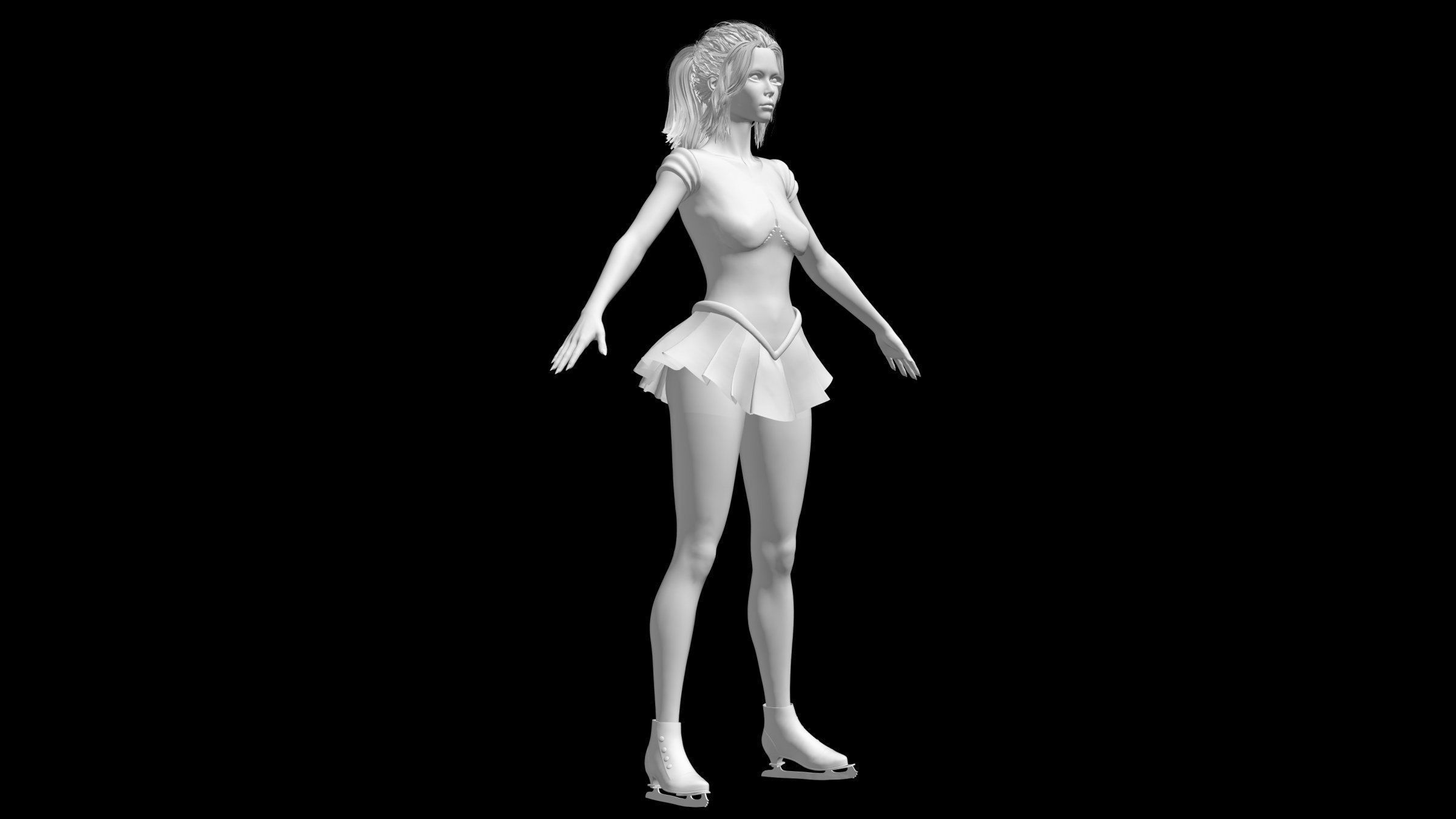 Ice Figure Skater Girl  3D model_3
