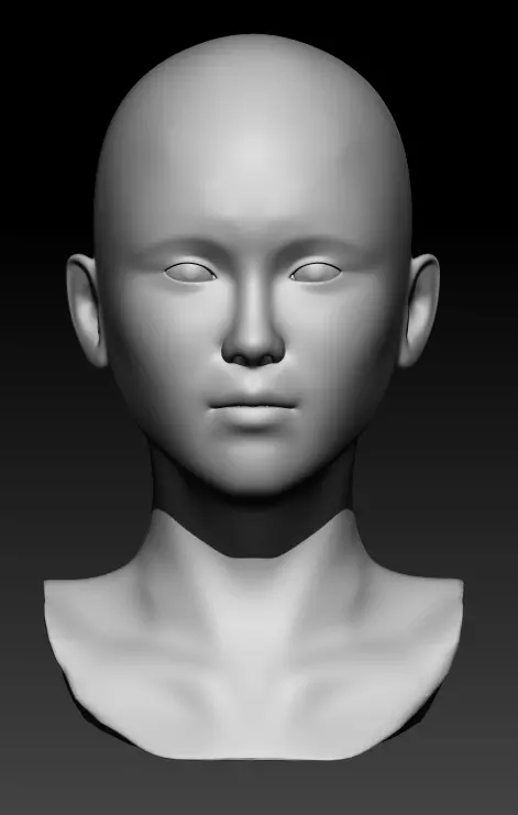Asian woman head 6 3D model