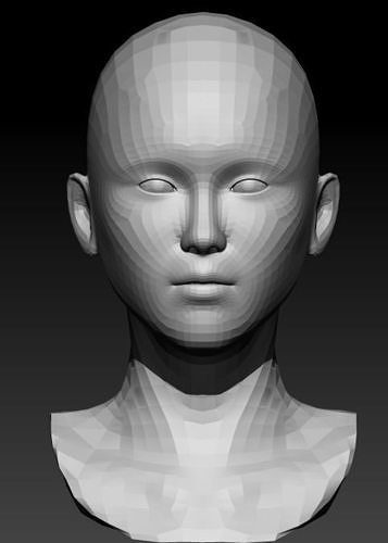 Woman head Low-Poly 3 Asian 3D model