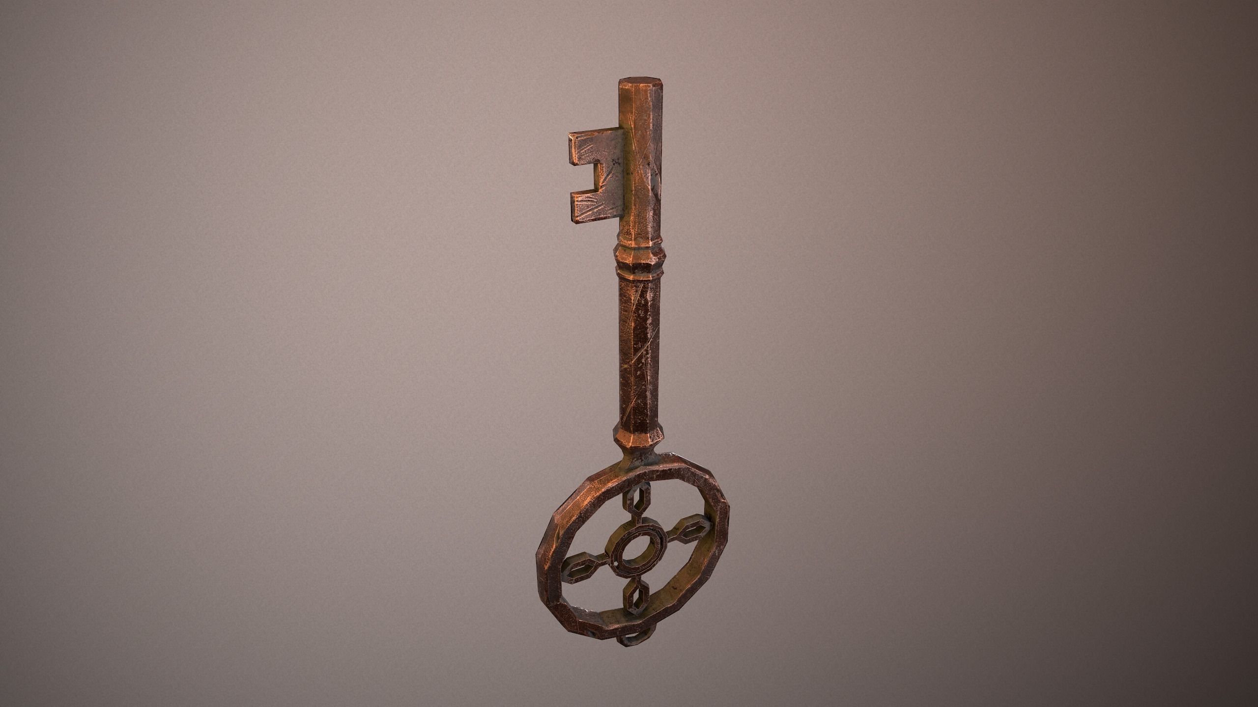 Rusty Vintage Key Low-poly 3D model_4