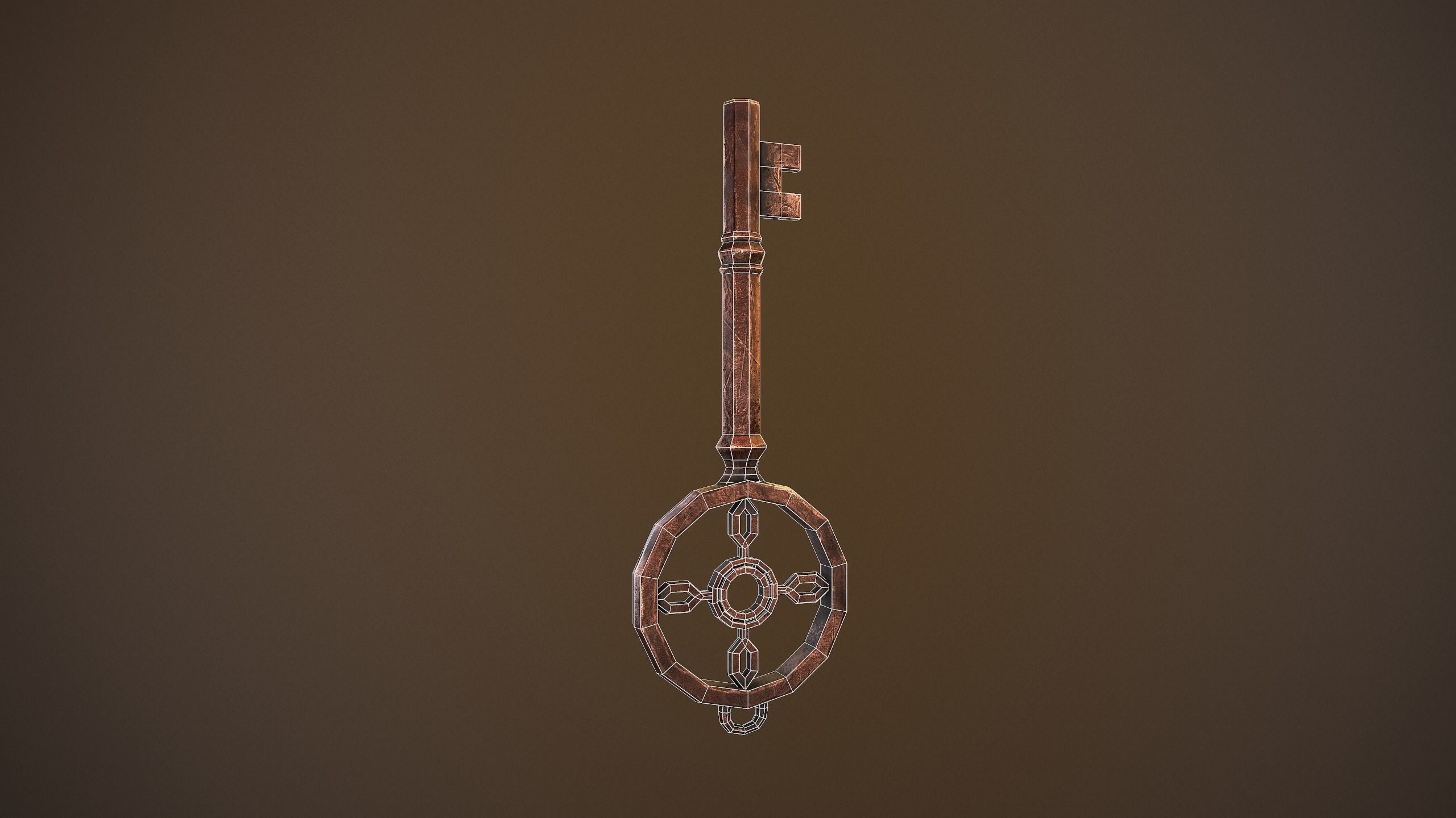 Rusty Vintage Key Low-poly 3D model_3