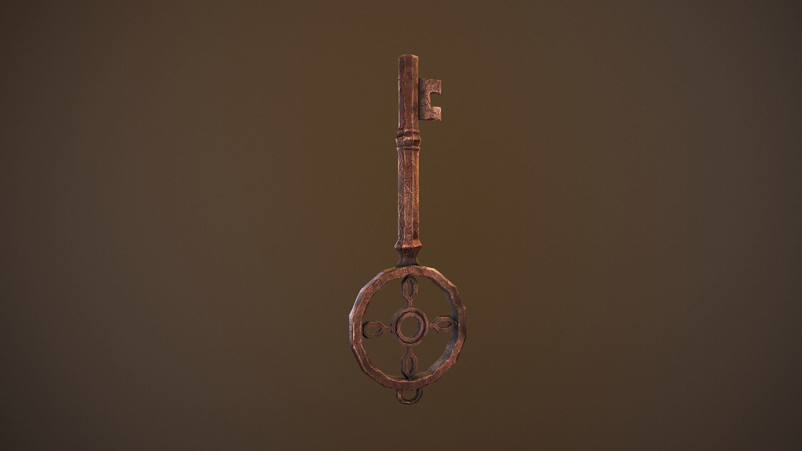 Rusty Vintage Key Low-poly 3D model_2