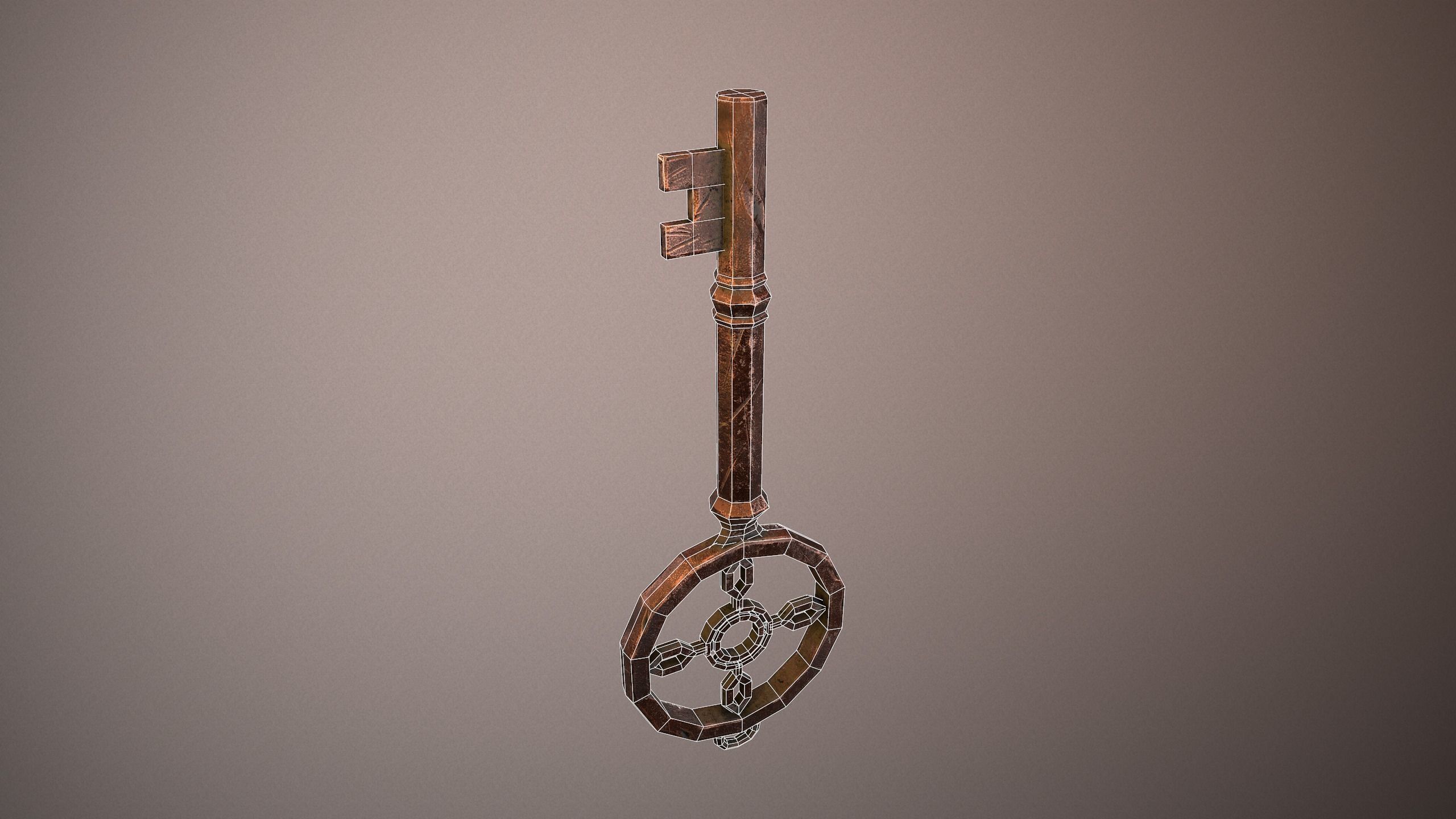 Rusty Vintage Key Low-poly 3D model_5