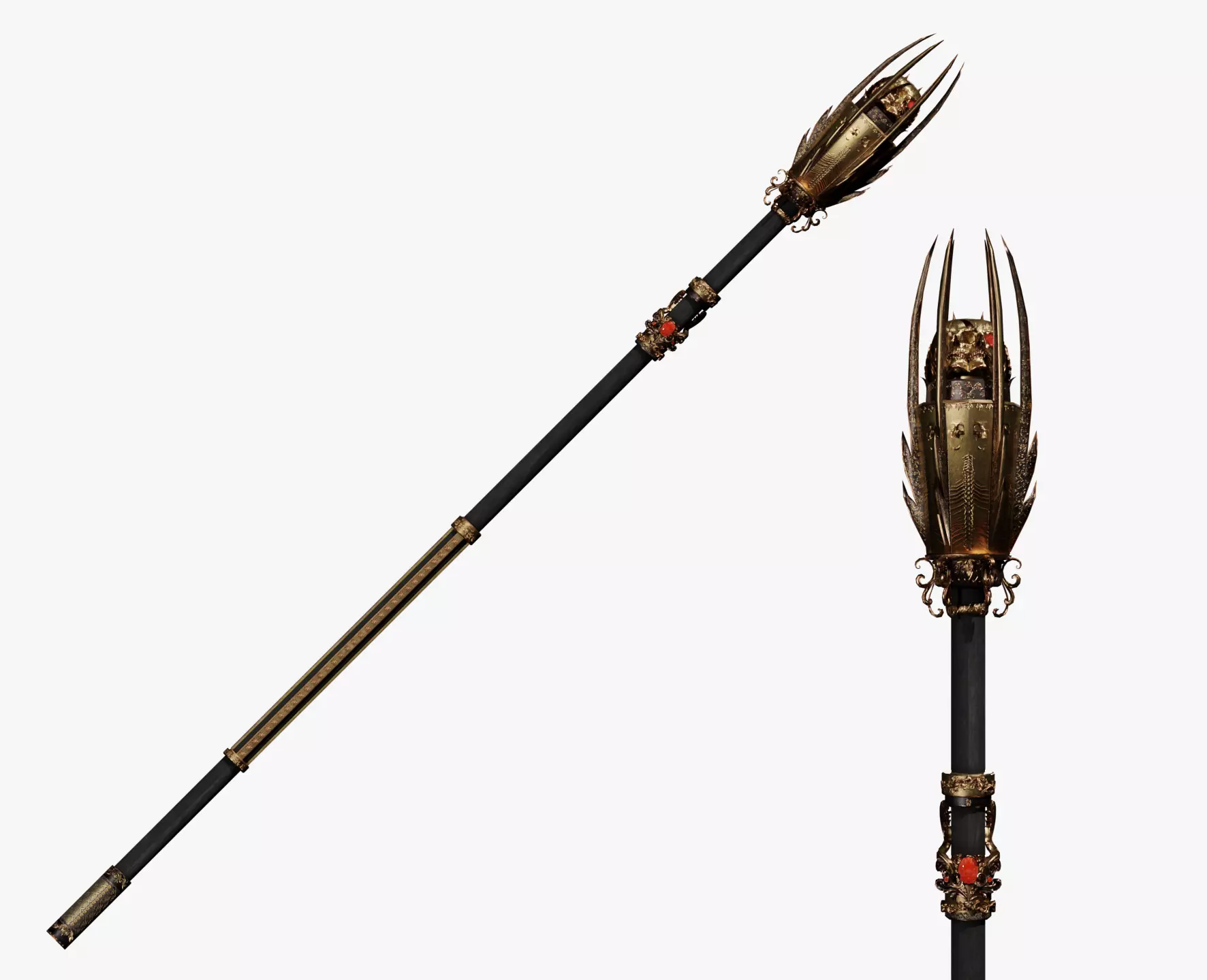 Cursed staff Low-poly 3D model_0