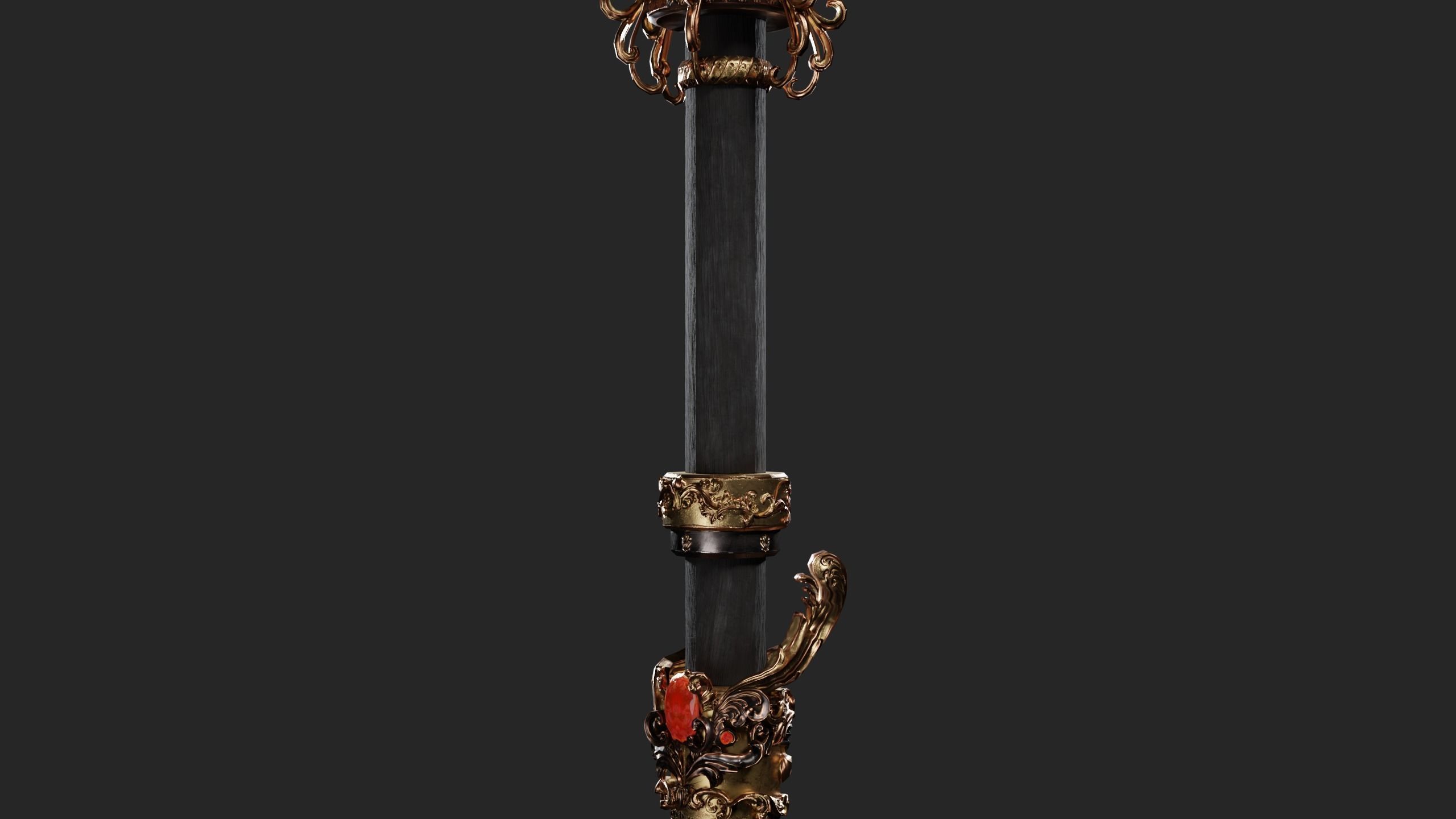 Cursed staff Low-poly 3D model_8