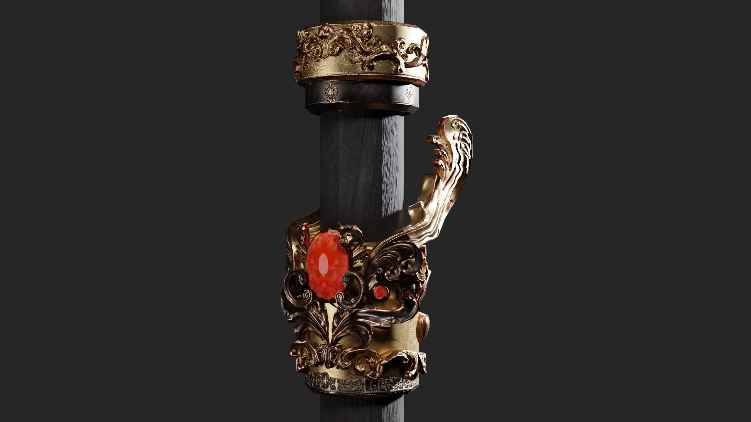 Cursed staff Low-poly 3D model_7