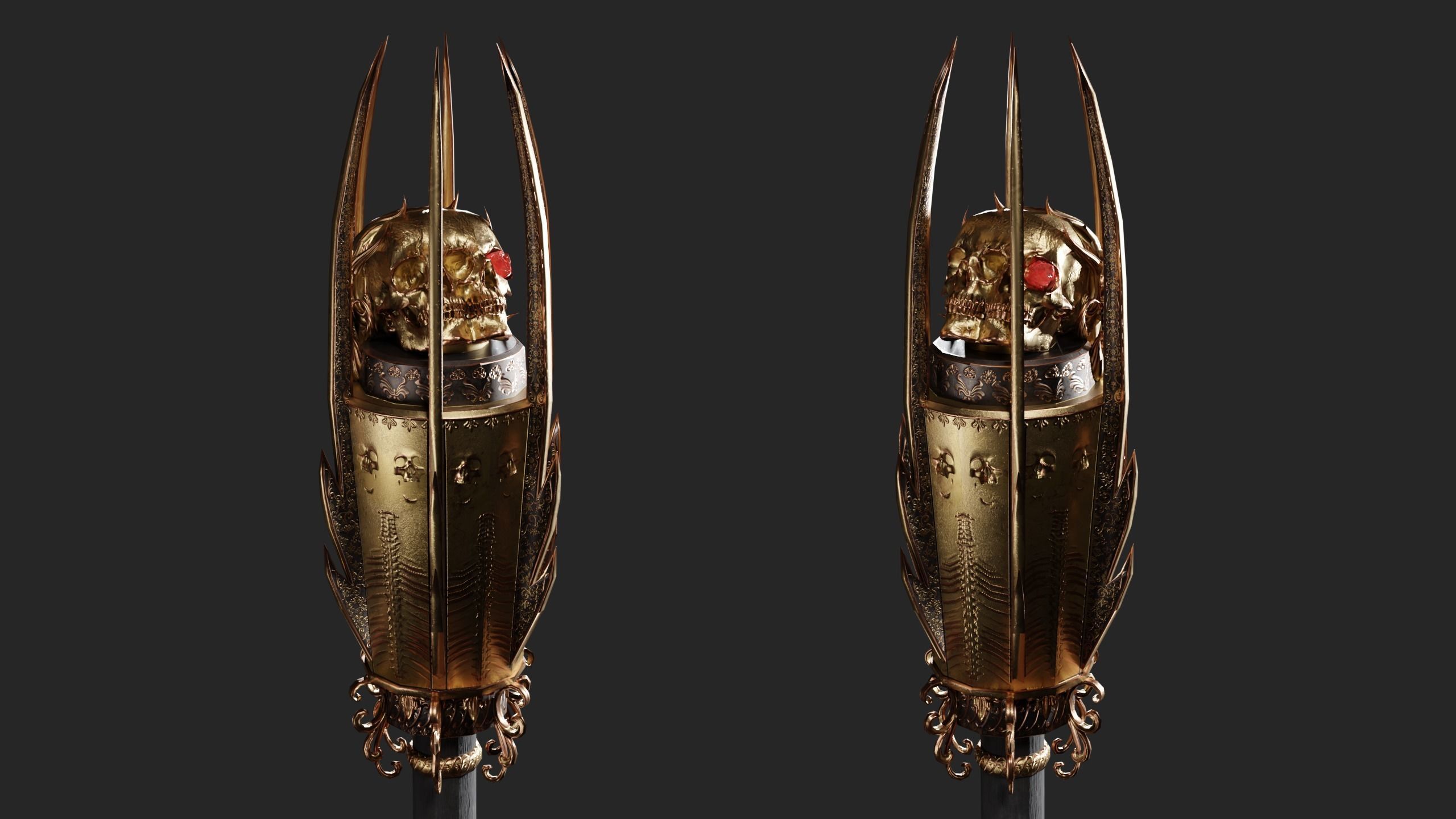 Cursed staff Low-poly 3D model_9