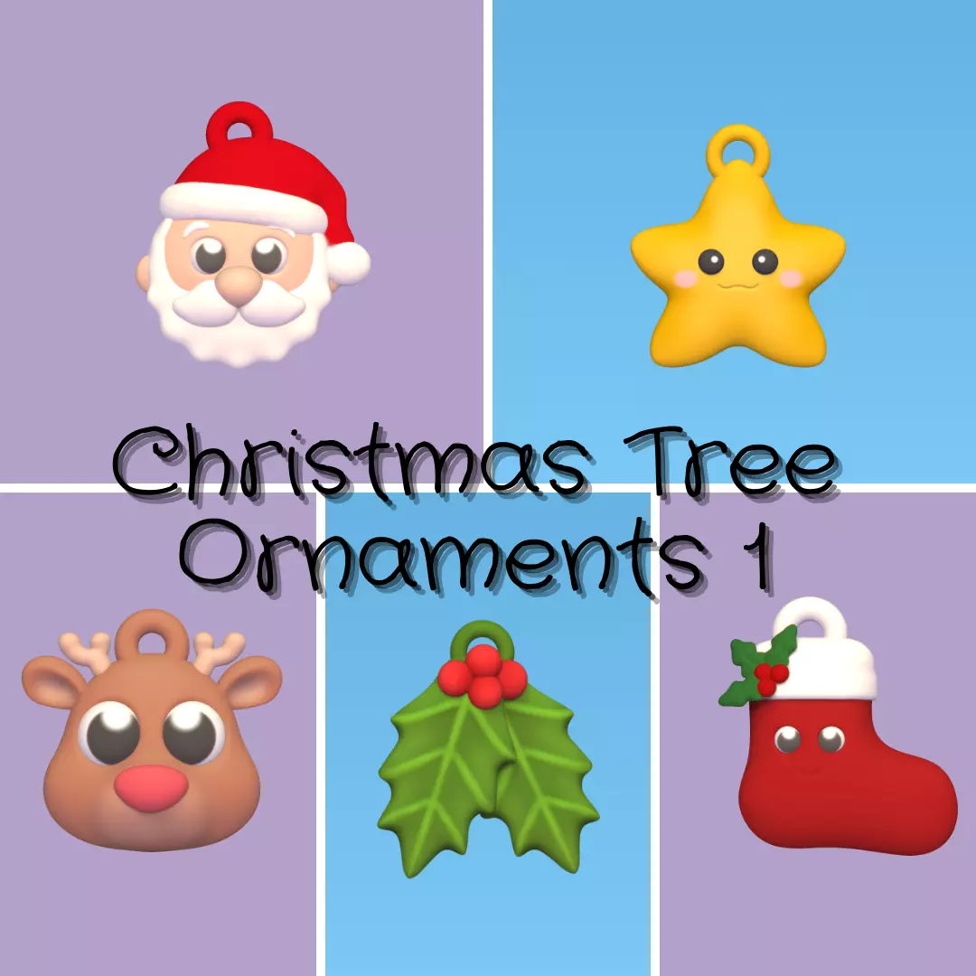 Christmas Tree Ornaments 1 3D Model Collection_0