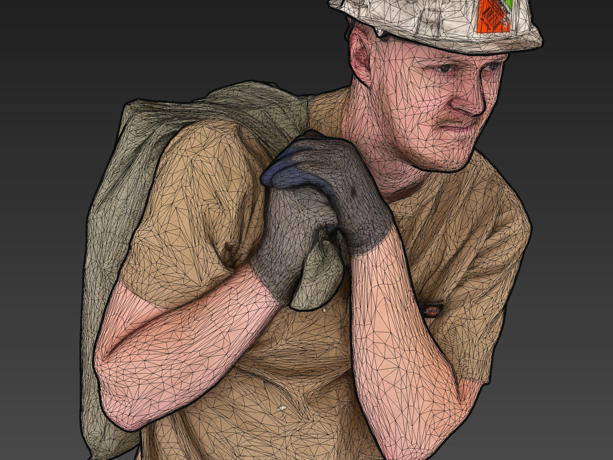 Worker Carries a Bag on His Shoulder 3D model_6