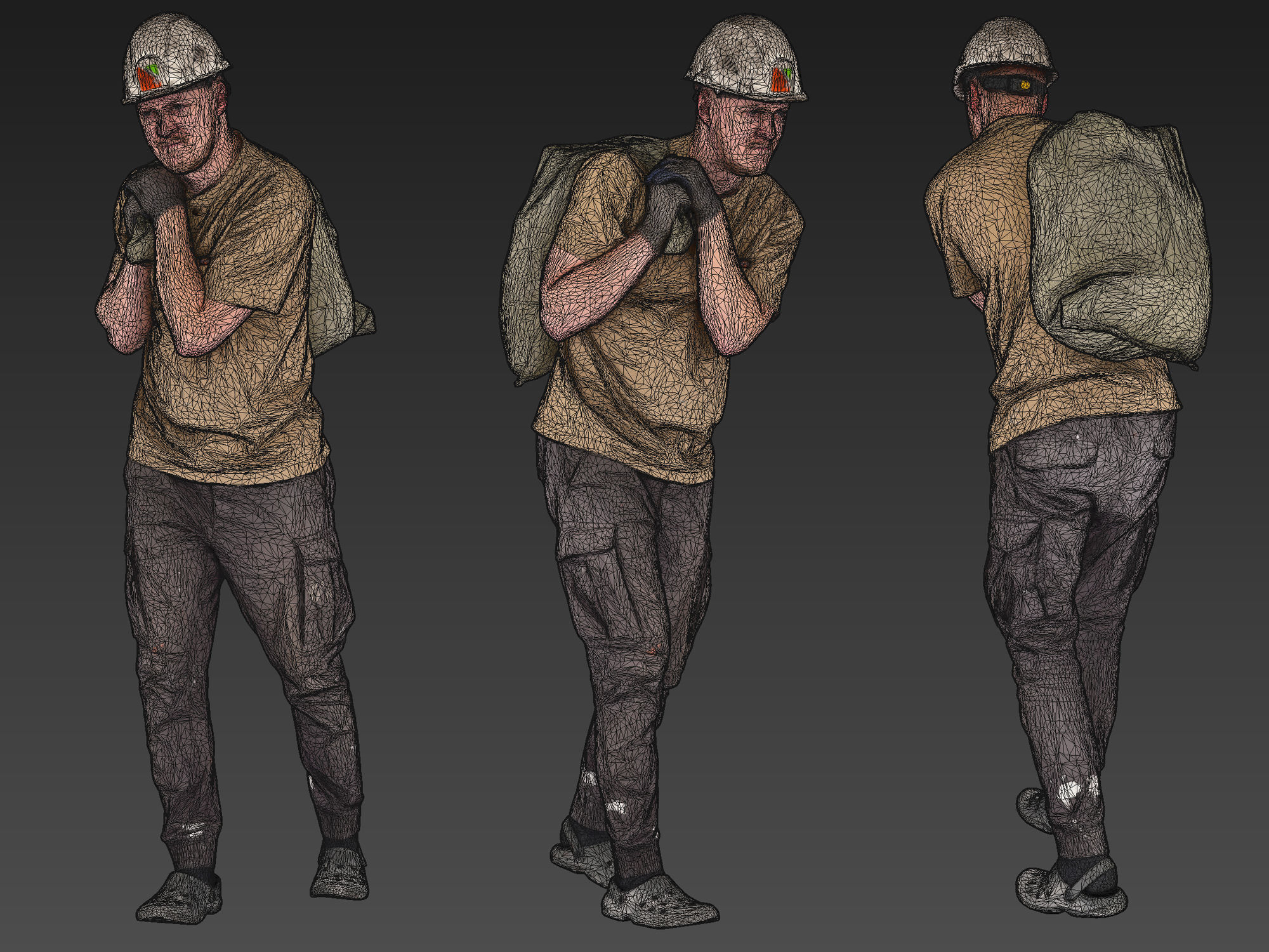 Worker Carries a Bag on His Shoulder 3D model_9