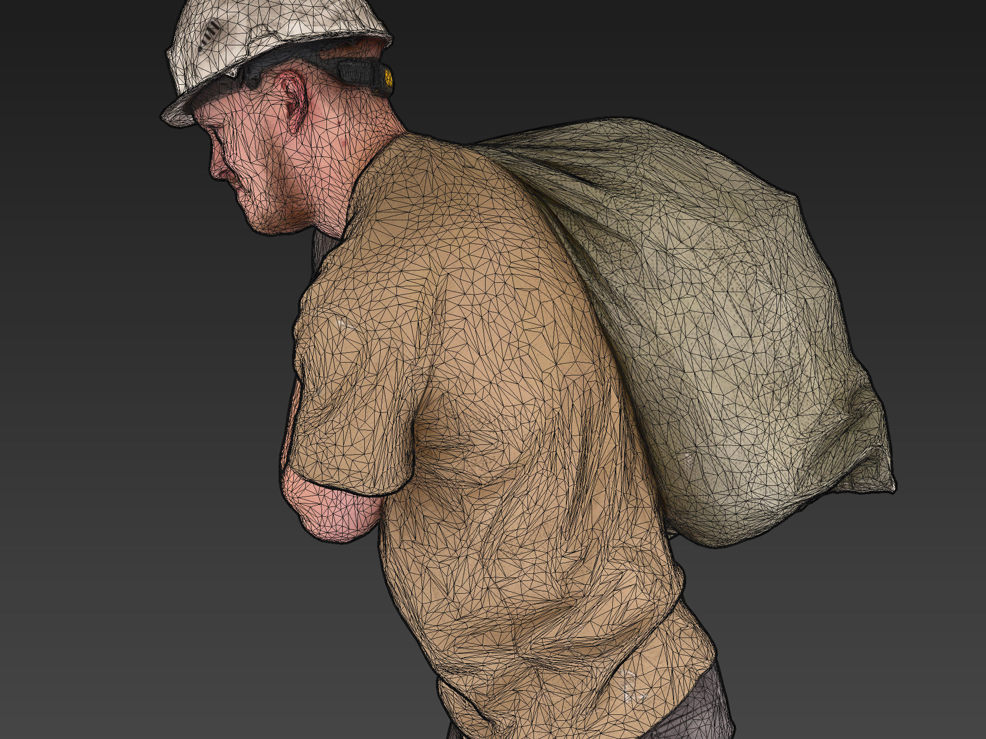 Worker Carries a Bag on His Shoulder 3D model_7