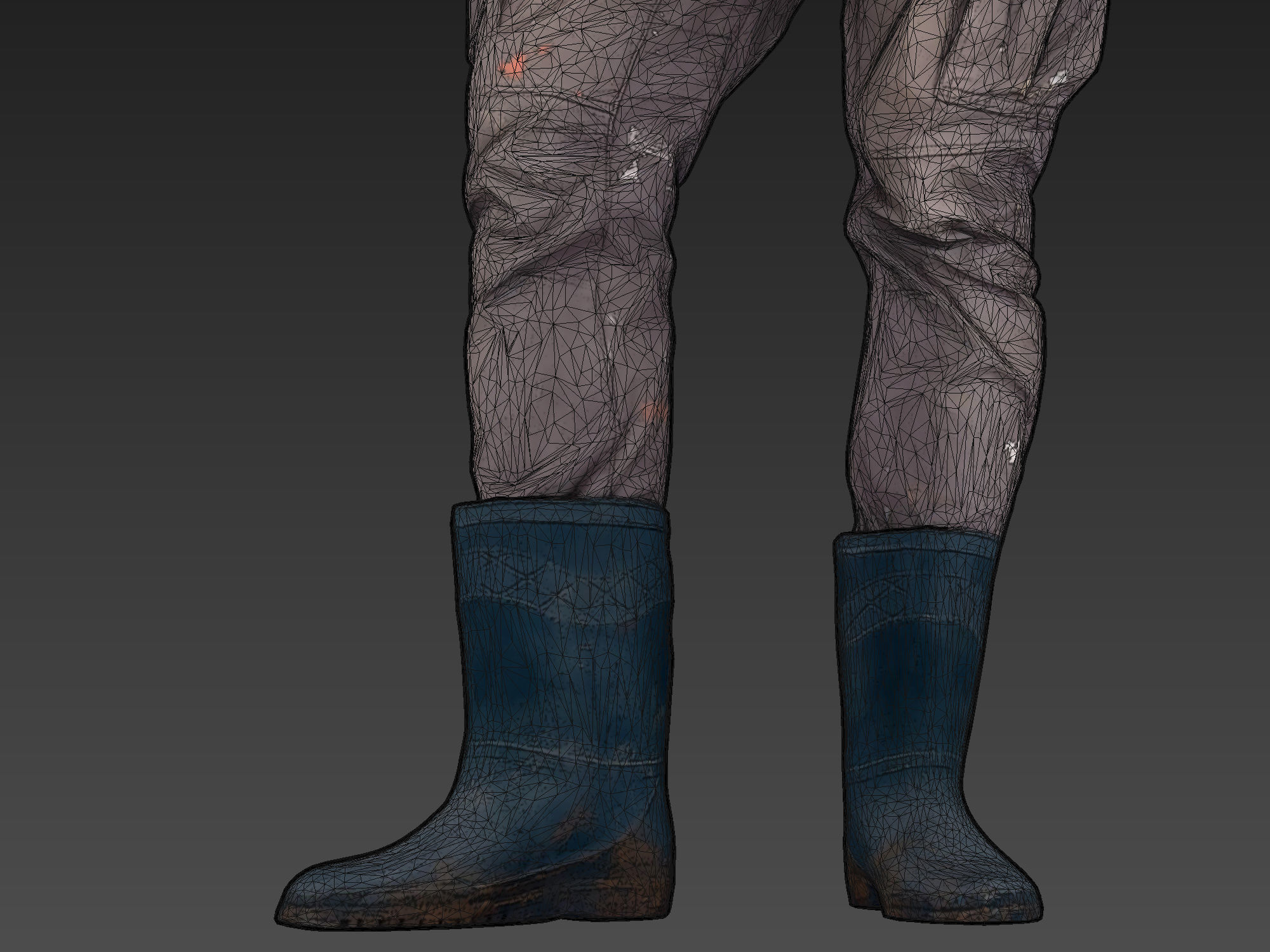 Worker in Rubber Boots 3D model_5