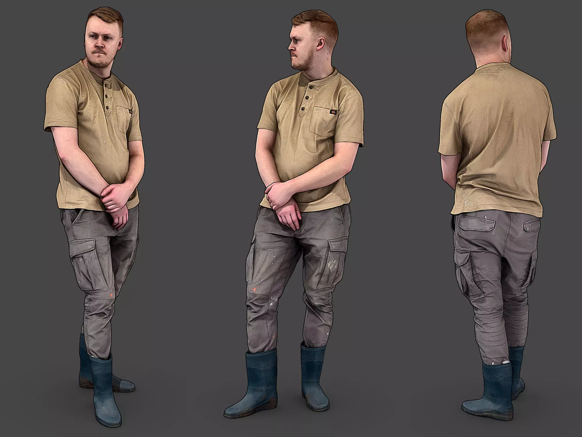 Worker in Rubber Boots 3D model_0