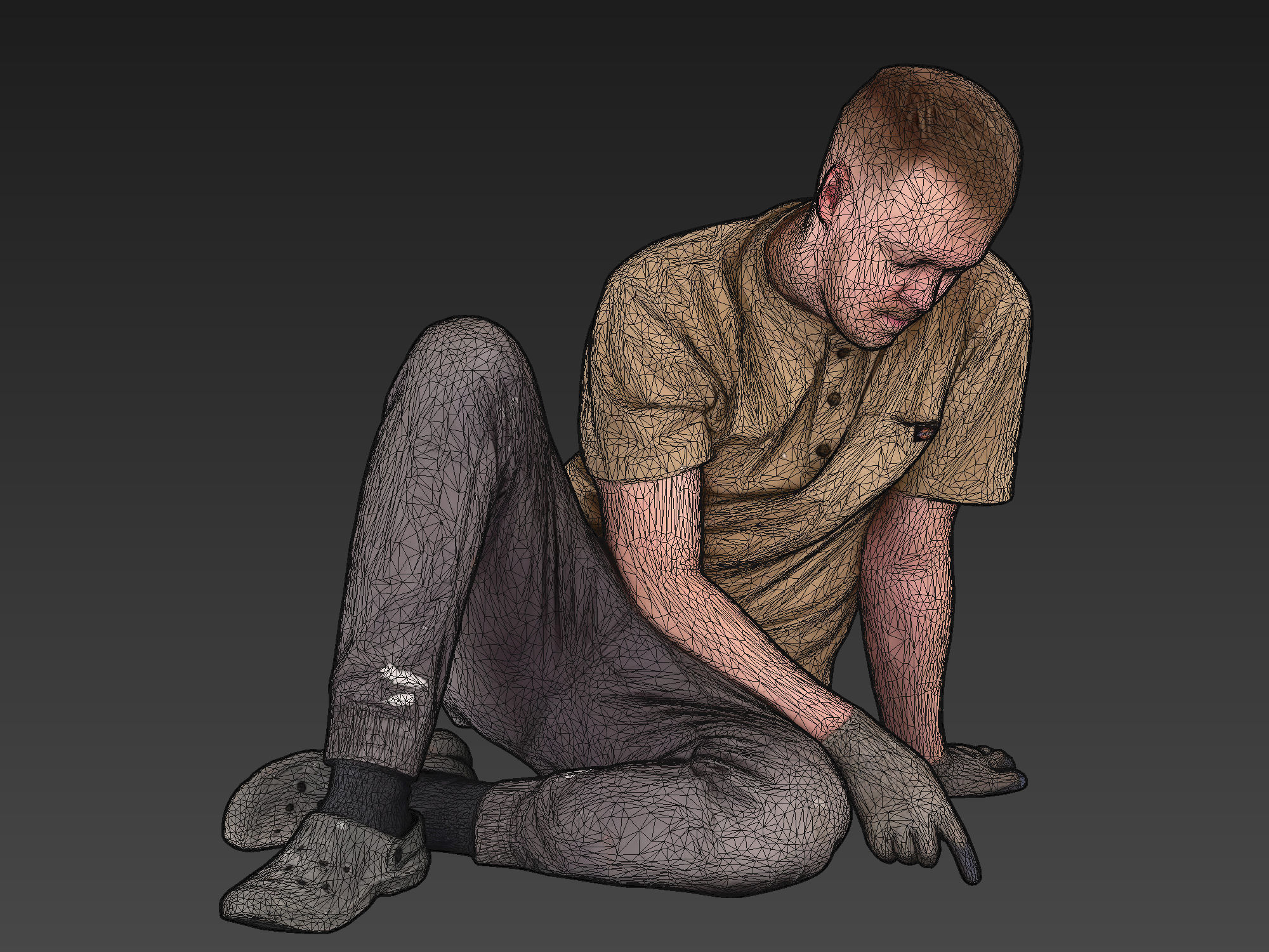 Worker Sitting on the Floor 3D model_6