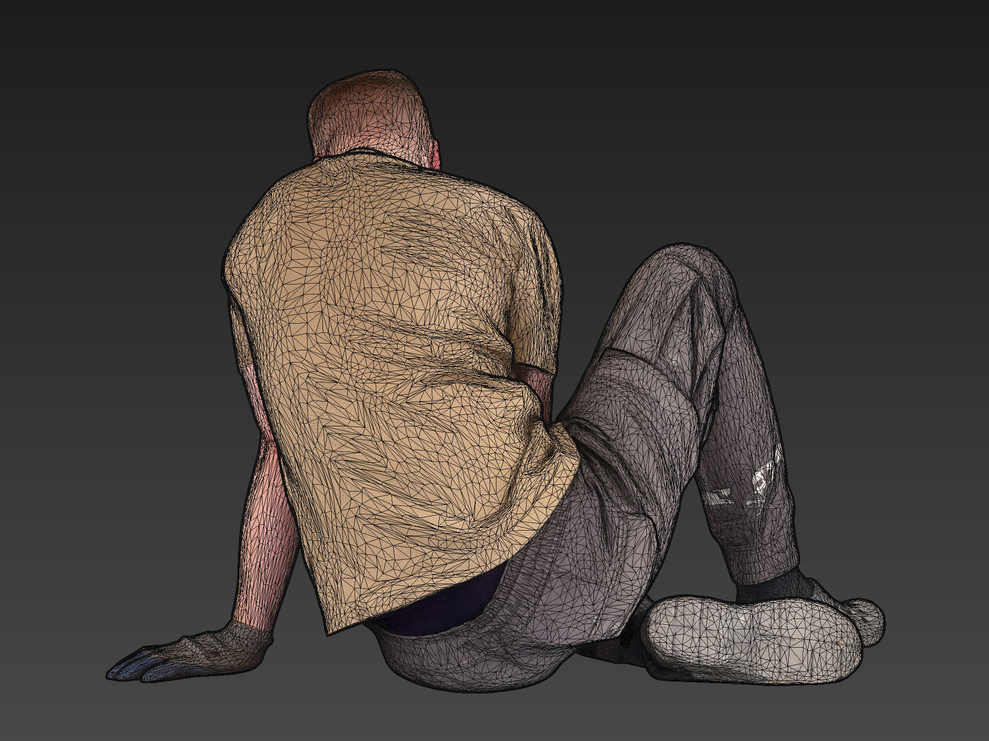 Worker Sitting on the Floor 3D model_7