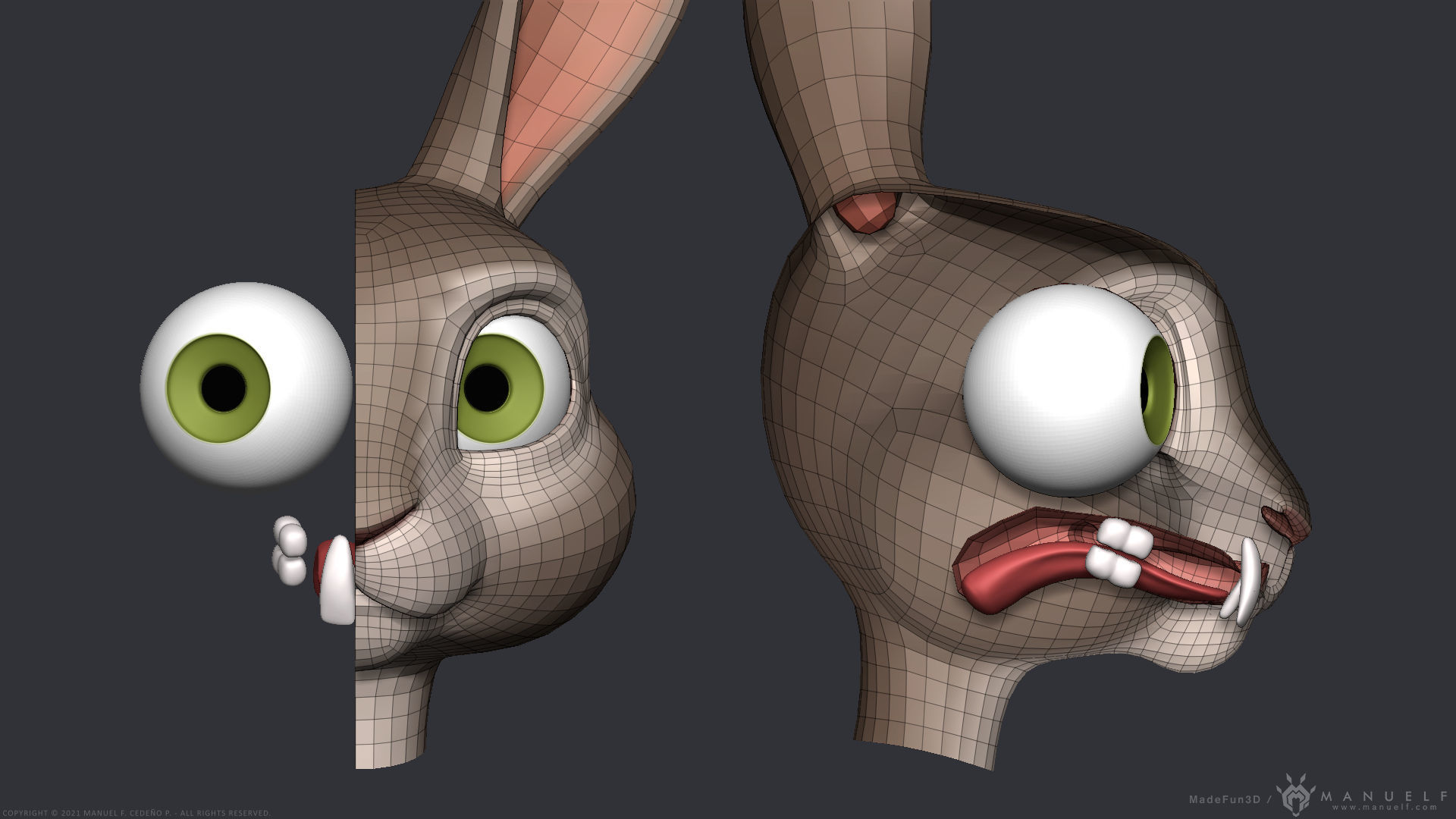 Stylized Cartoon Rabbit - Biped 3D model_7
