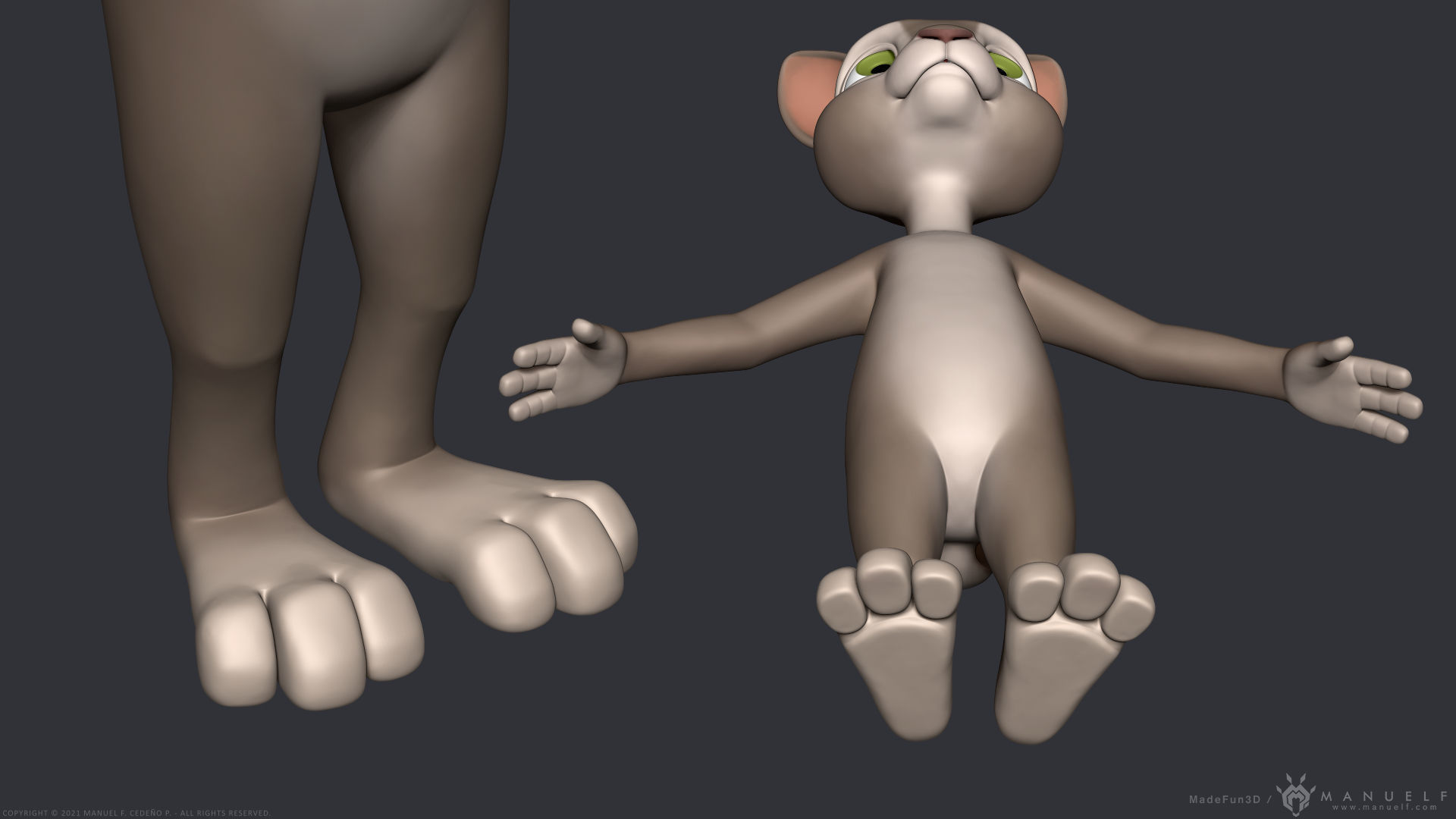 Stylized Cartoon Rabbit - Biped 3D model_6