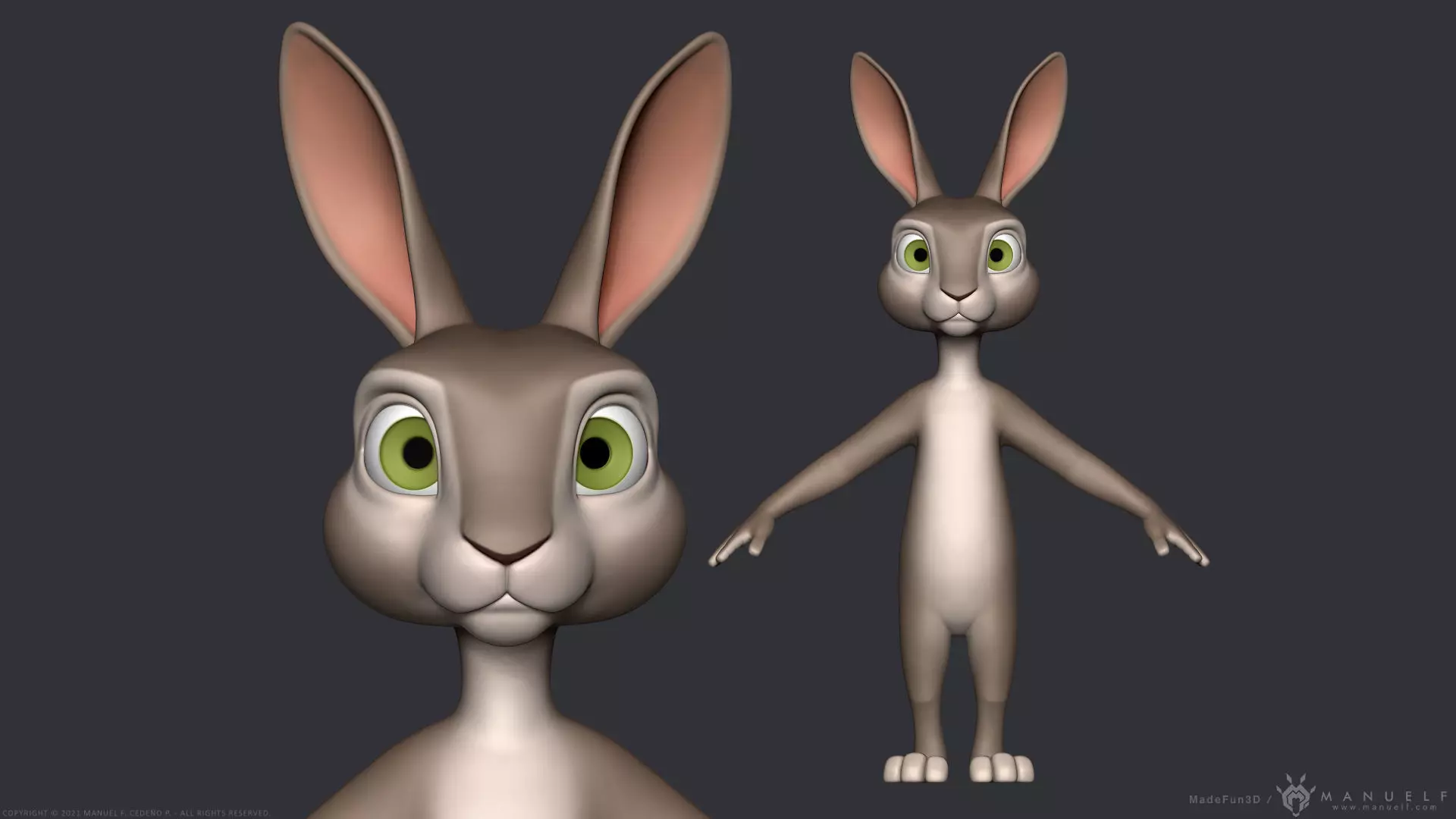 Stylized Cartoon Rabbit - Biped 3D model_0