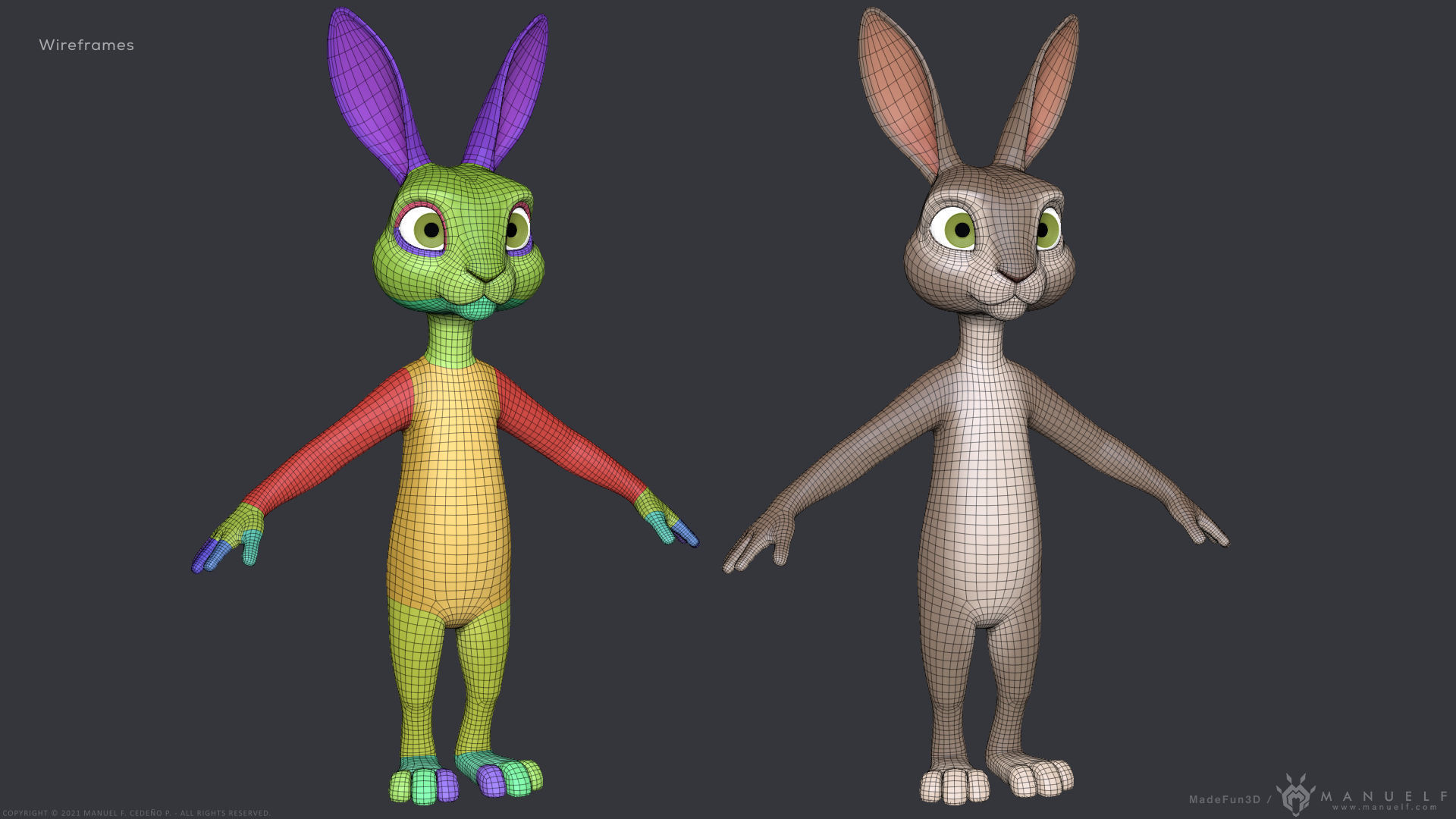 Stylized Cartoon Rabbit - Biped 3D model_9