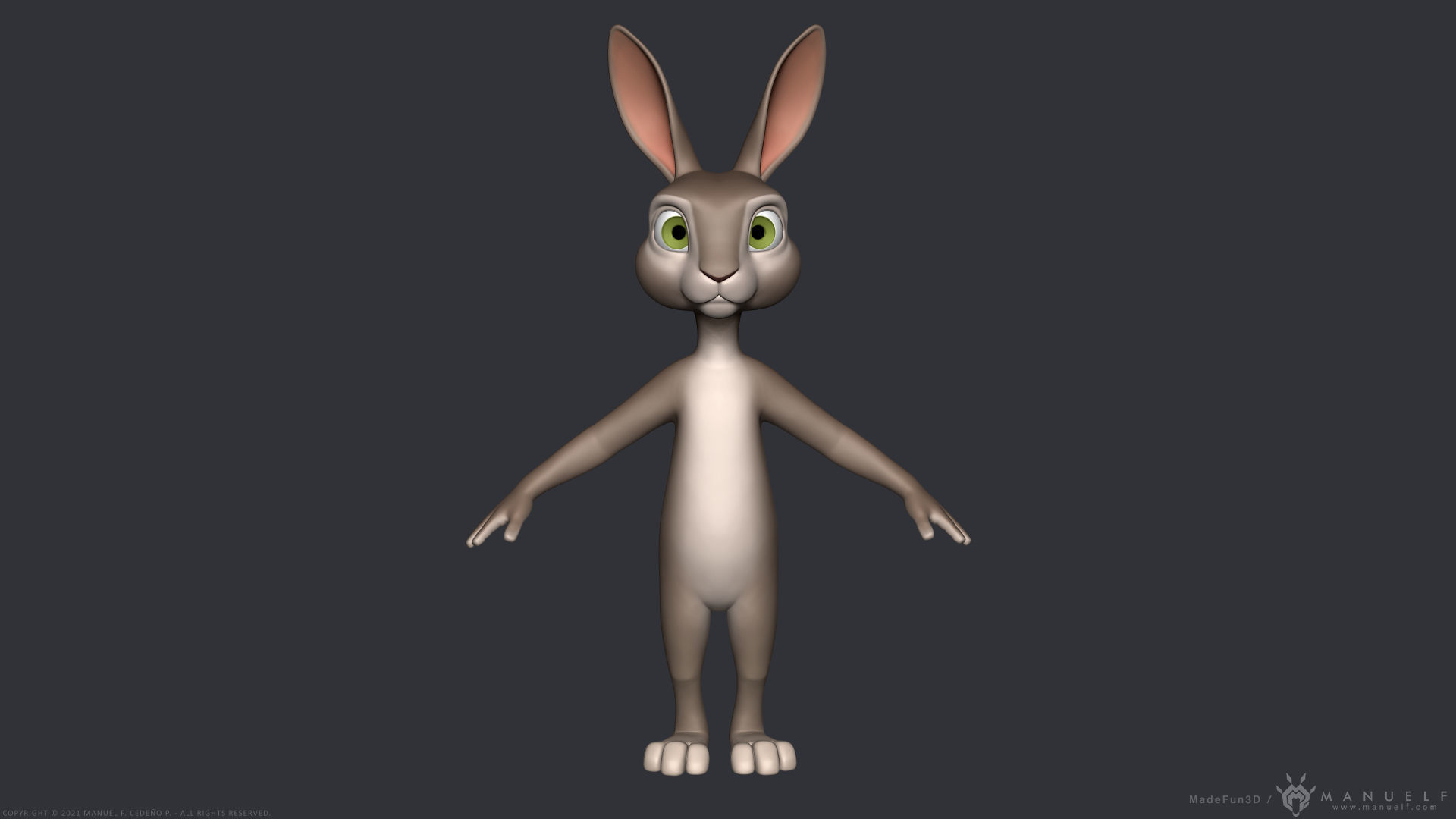 Stylized Cartoon Rabbit - Biped 3D model_1