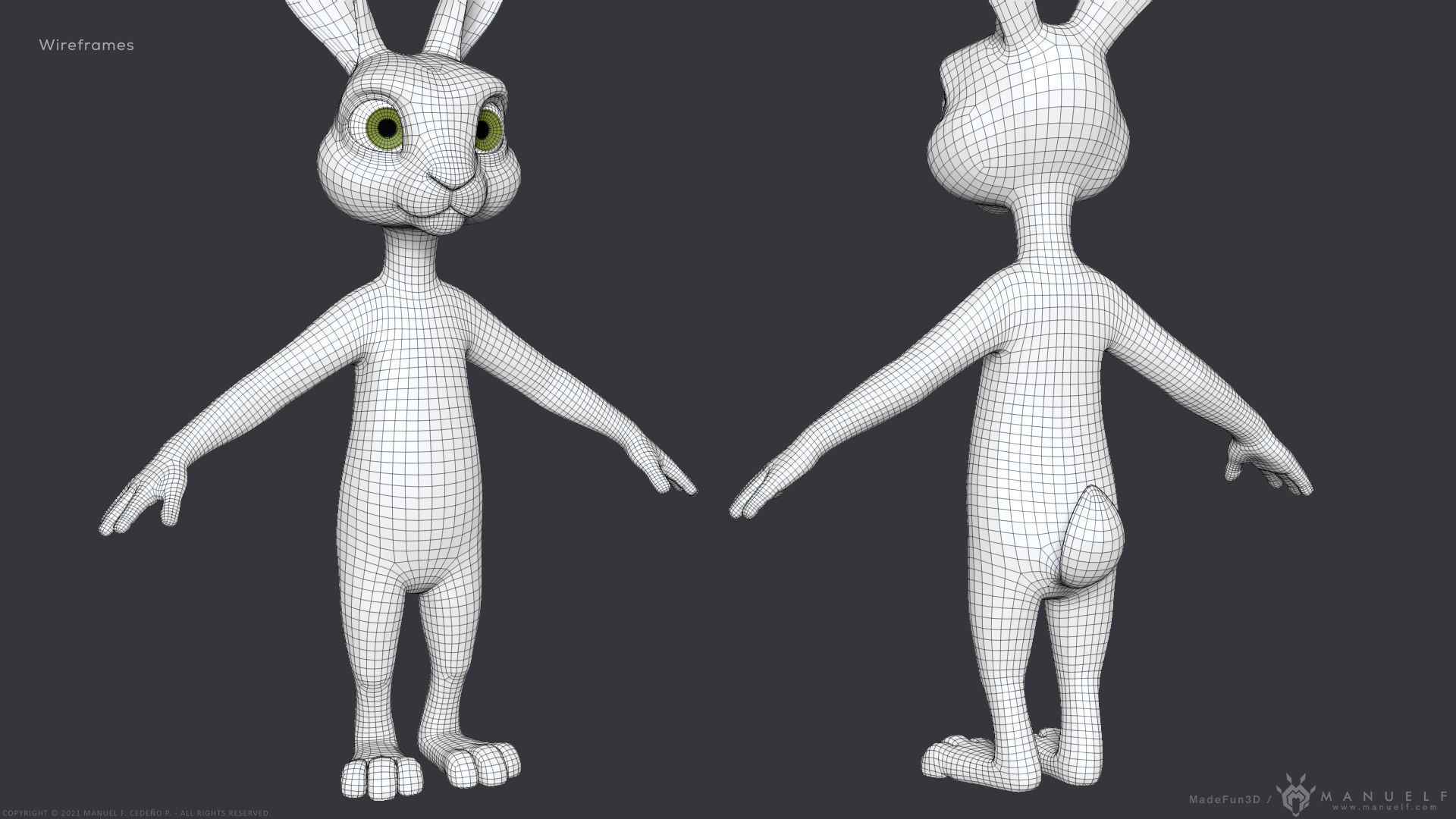 Stylized Cartoon Rabbit - Biped 3D model_11