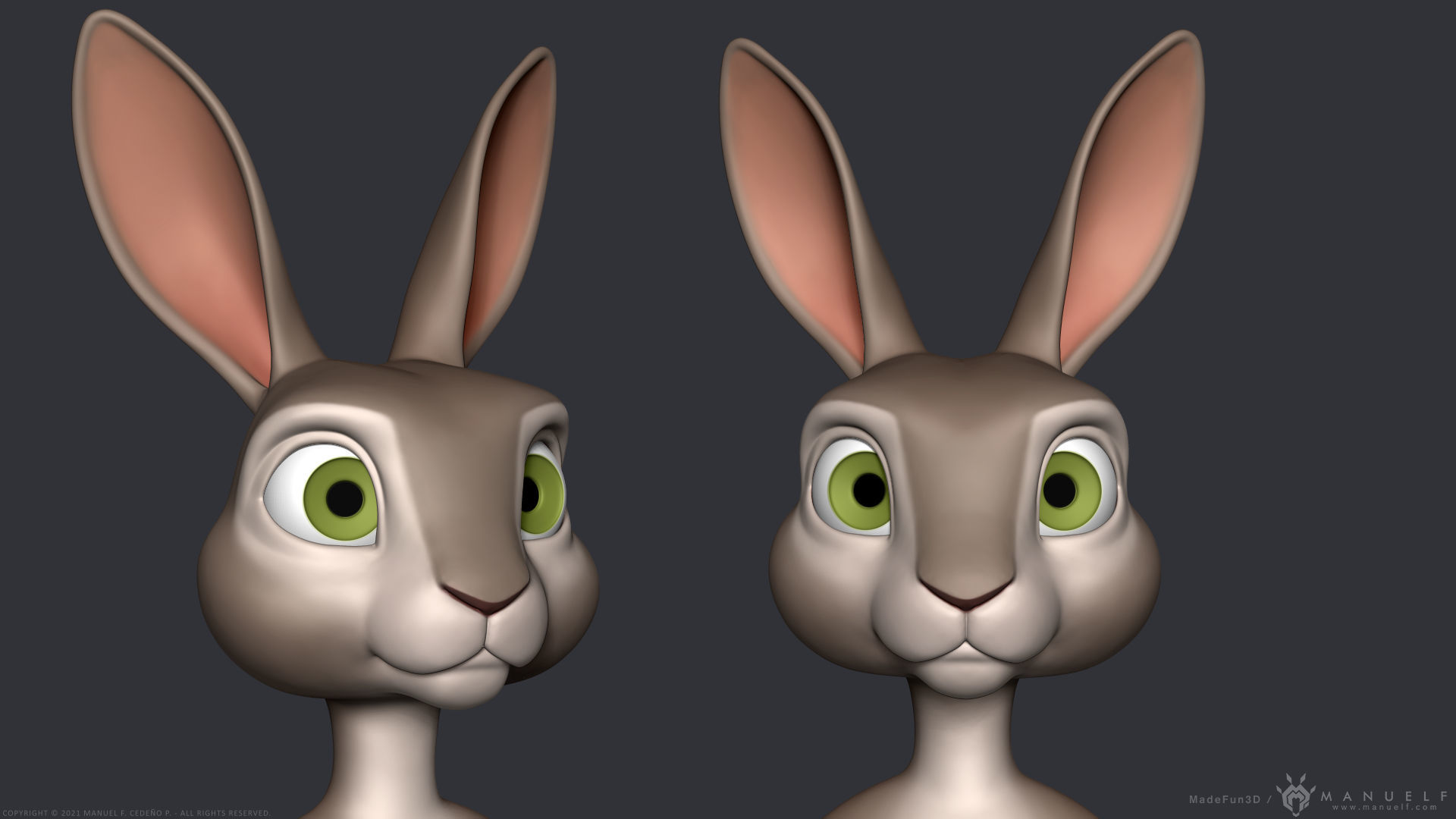 Stylized Cartoon Rabbit - Biped 3D model_5