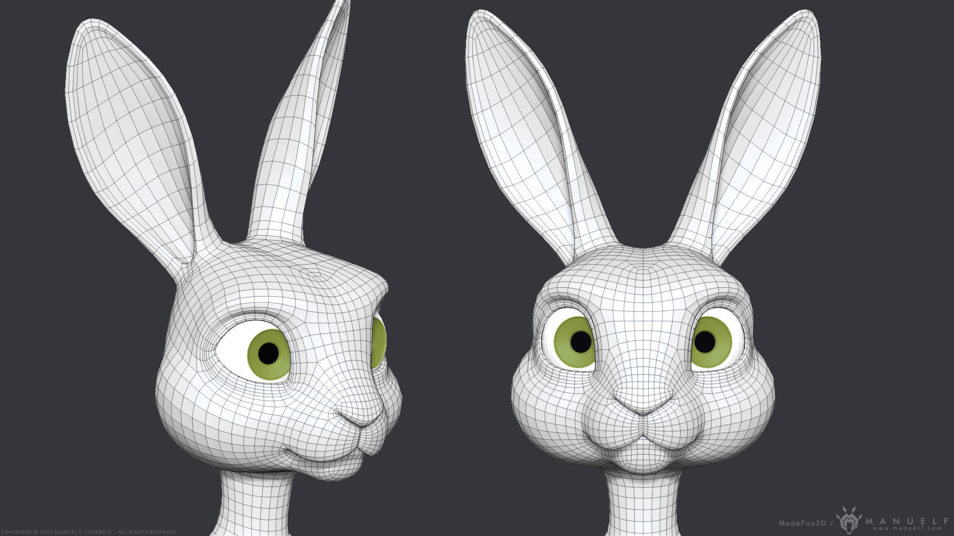Stylized Cartoon Rabbit - Biped 3D model_13