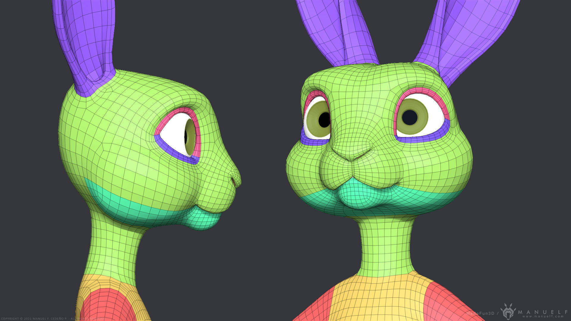 Stylized Cartoon Rabbit - Biped 3D model_14