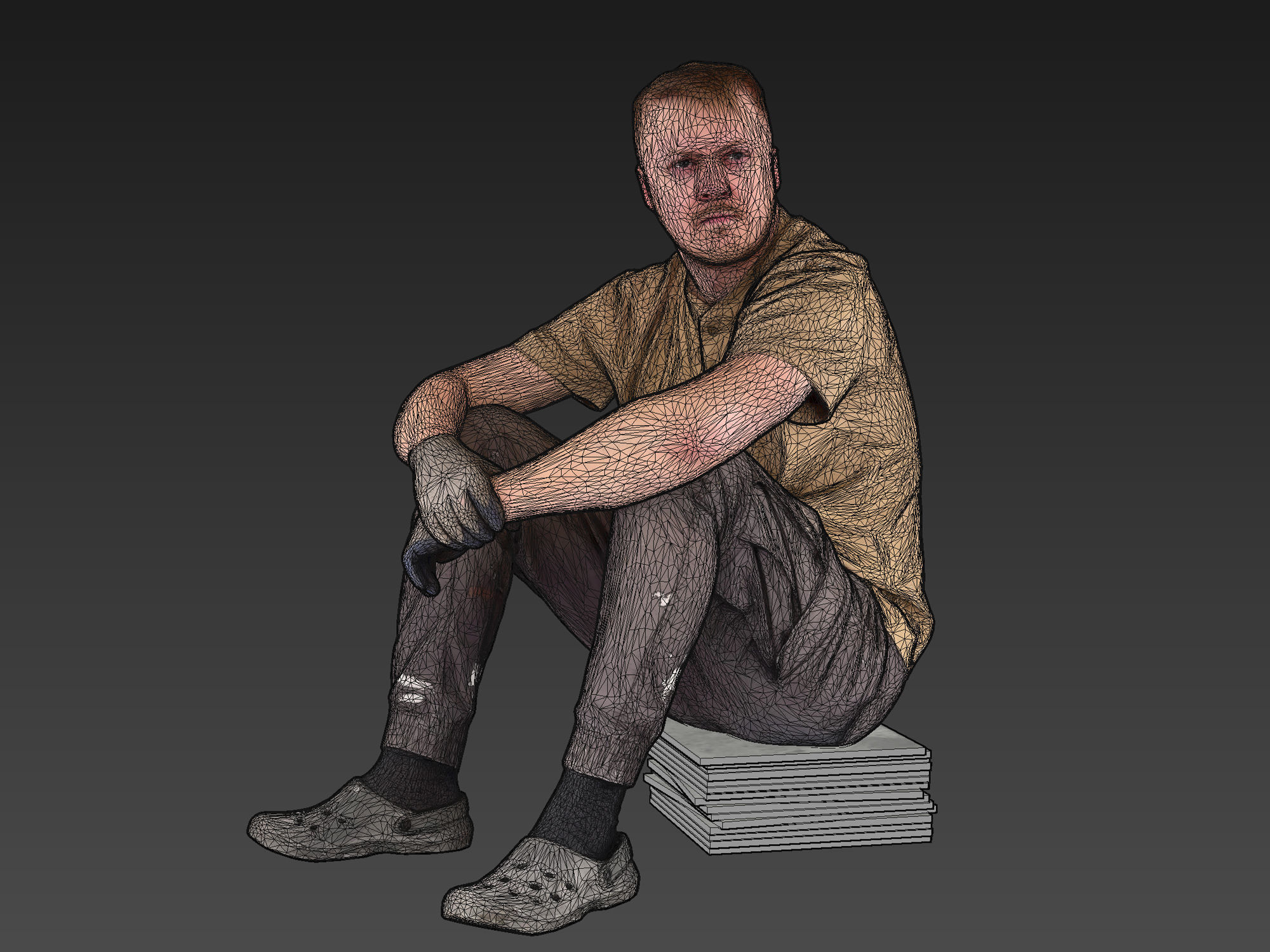 Worker in a Sand T-shirt 3D Model Collection_20