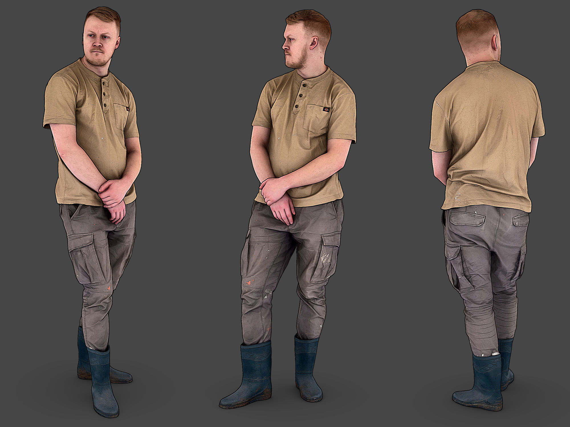 Worker in a Sand T-shirt 3D Model Collection_12