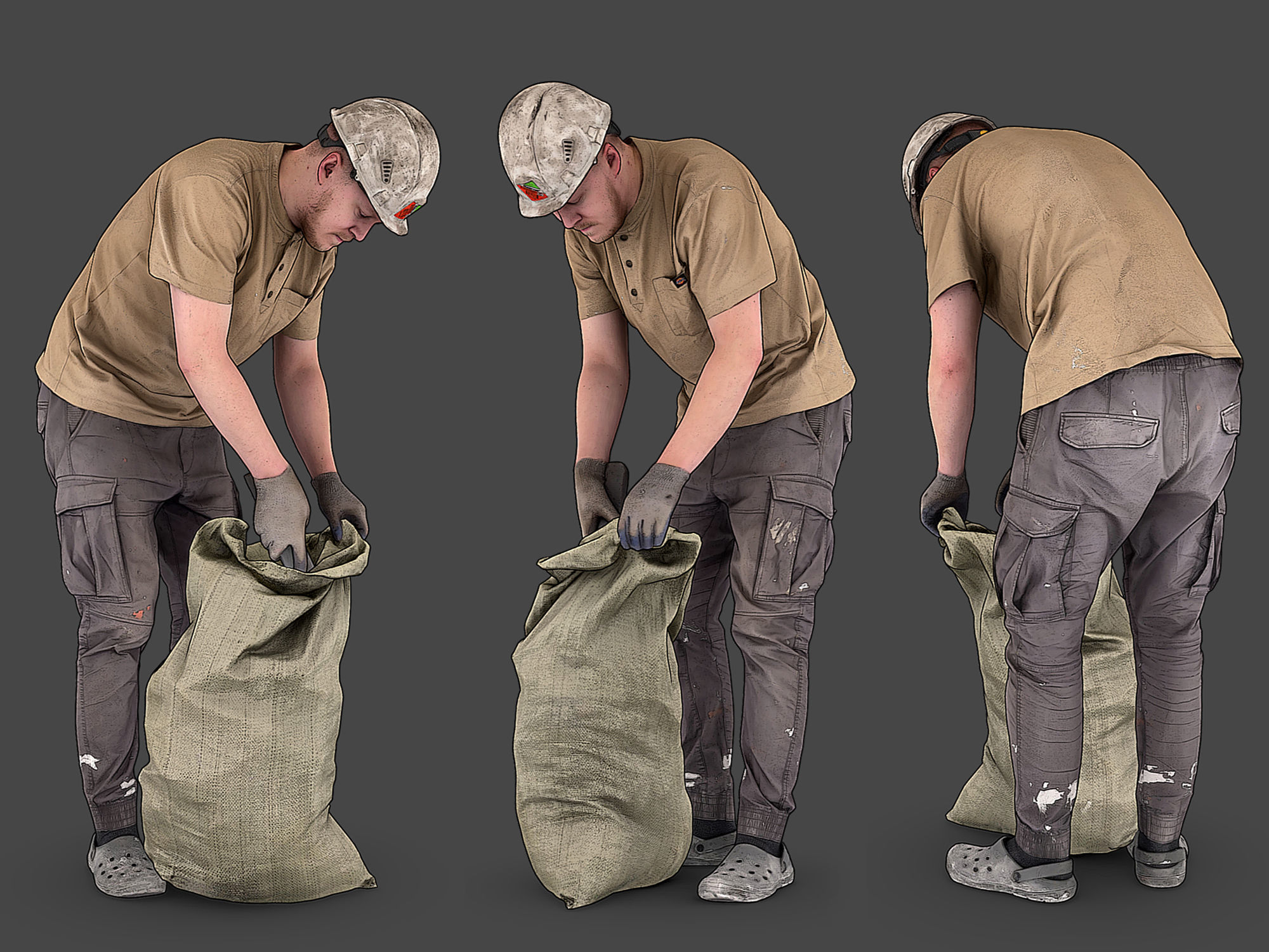 Worker in a Sand T-shirt 3D Model Collection_9