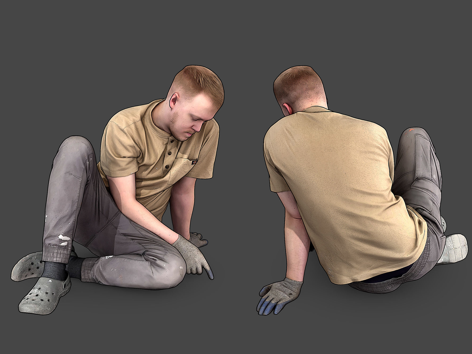 Worker in a Sand T-shirt 3D Model Collection_17