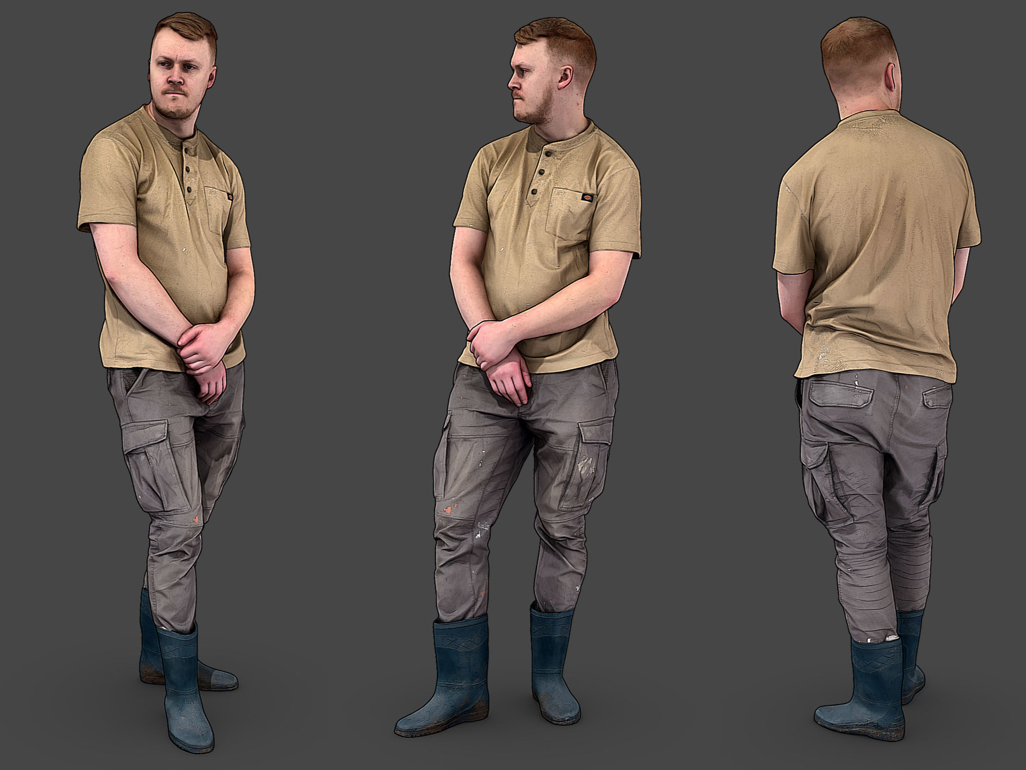 Worker in a Sand T-shirt 3D Model Collection_11