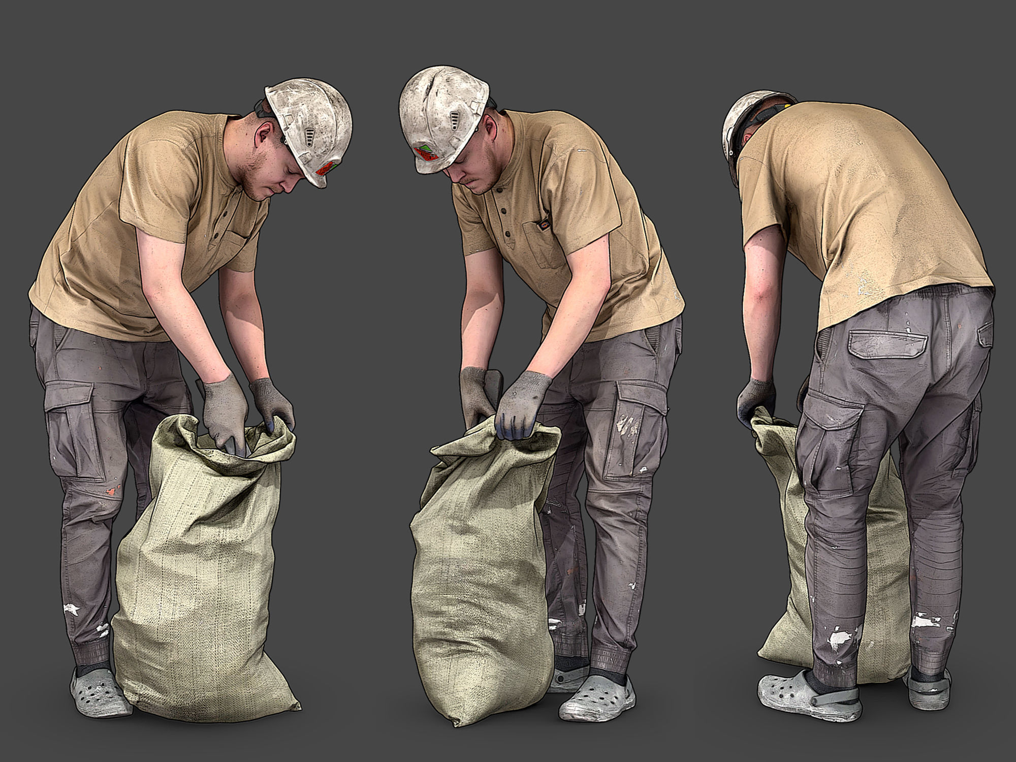 Worker in a Sand T-shirt 3D Model Collection_8