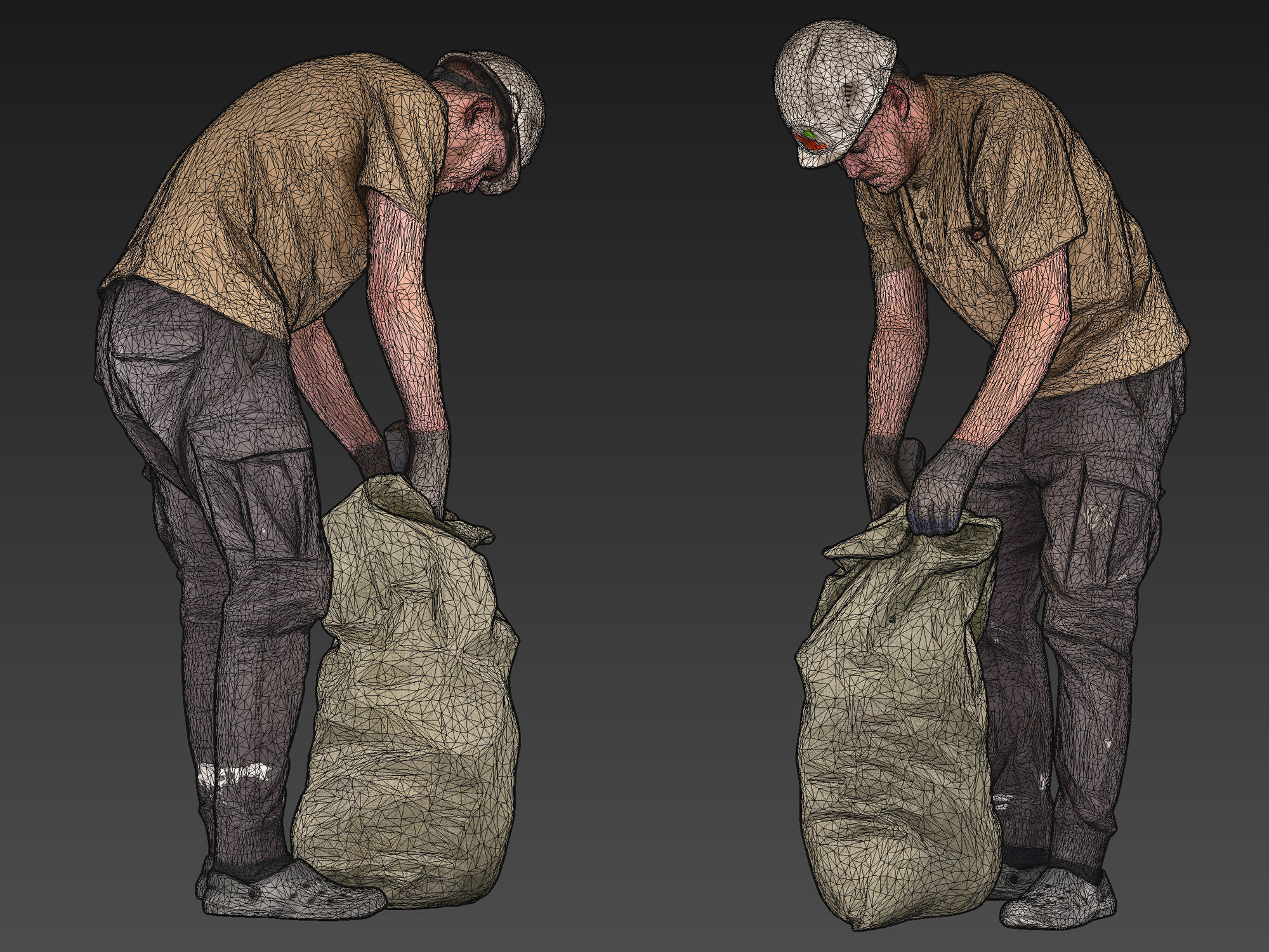Worker in a Sand T-shirt 3D Model Collection_22