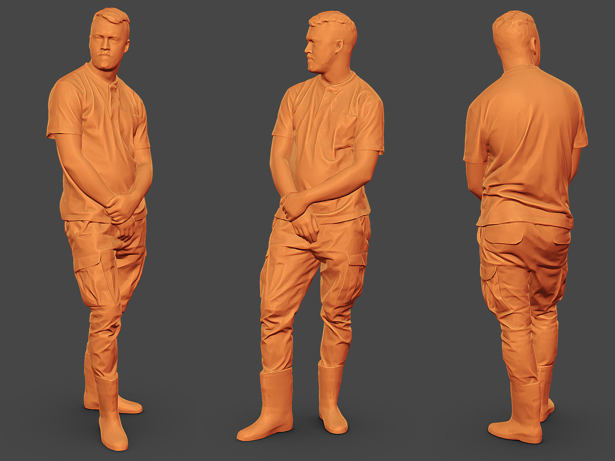 Worker in a Sand T-shirt 3D Model Collection_13