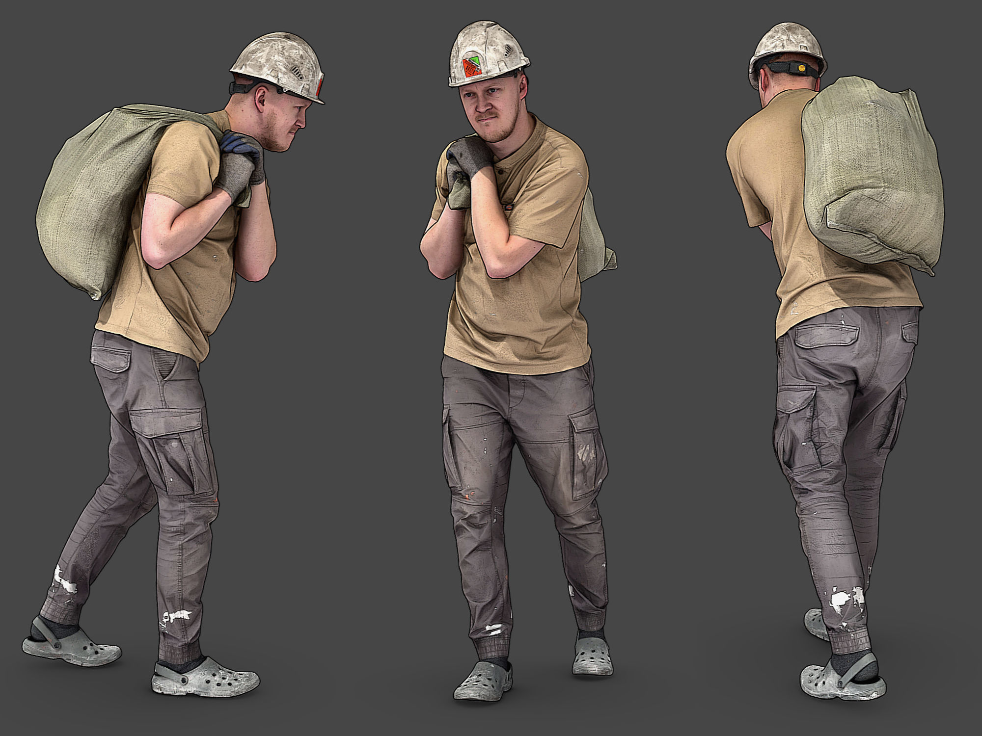 Worker in a Sand T-shirt 3D Model Collection_5