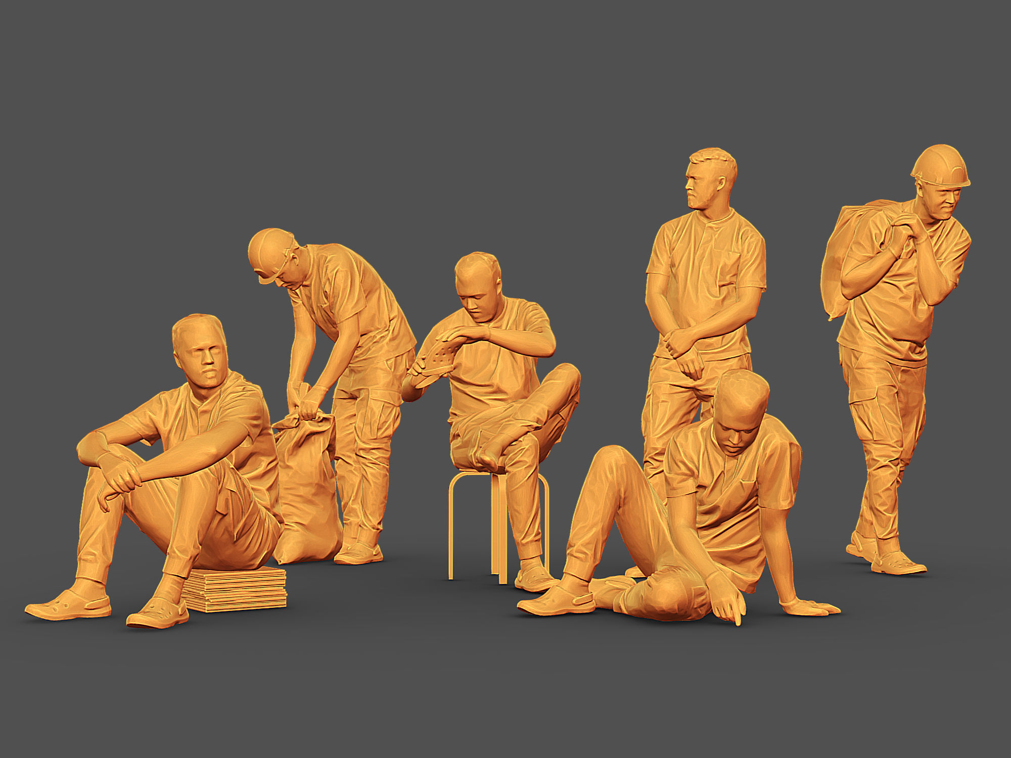 Worker in a Sand T-shirt 3D Model Collection_1