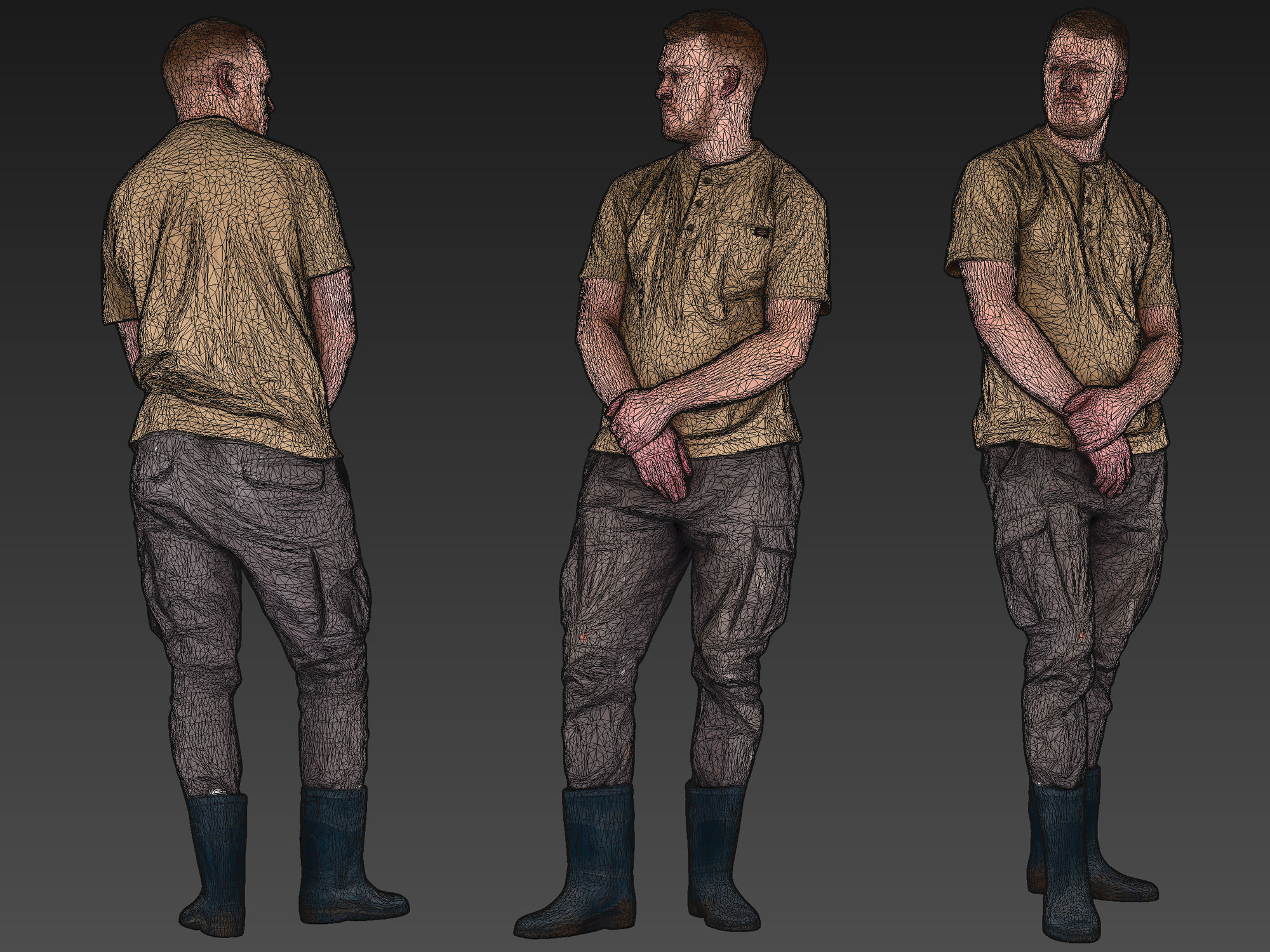 Worker in a Sand T-shirt 3D Model Collection_25