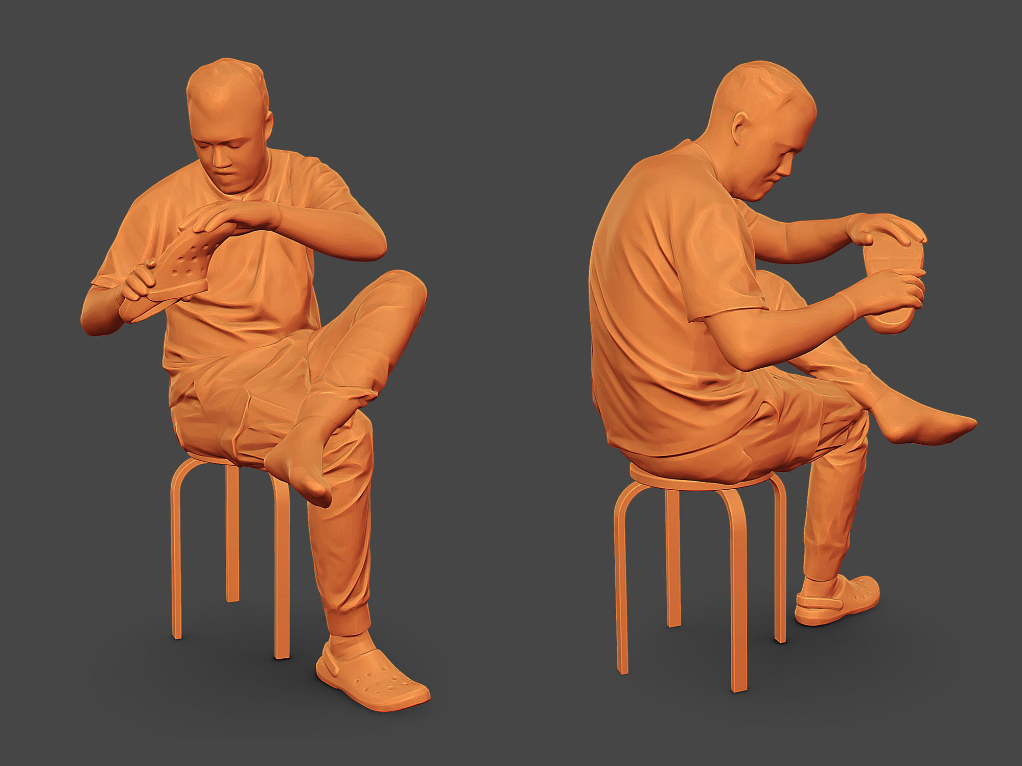 Worker in a Sand T-shirt 3D Model Collection_4
