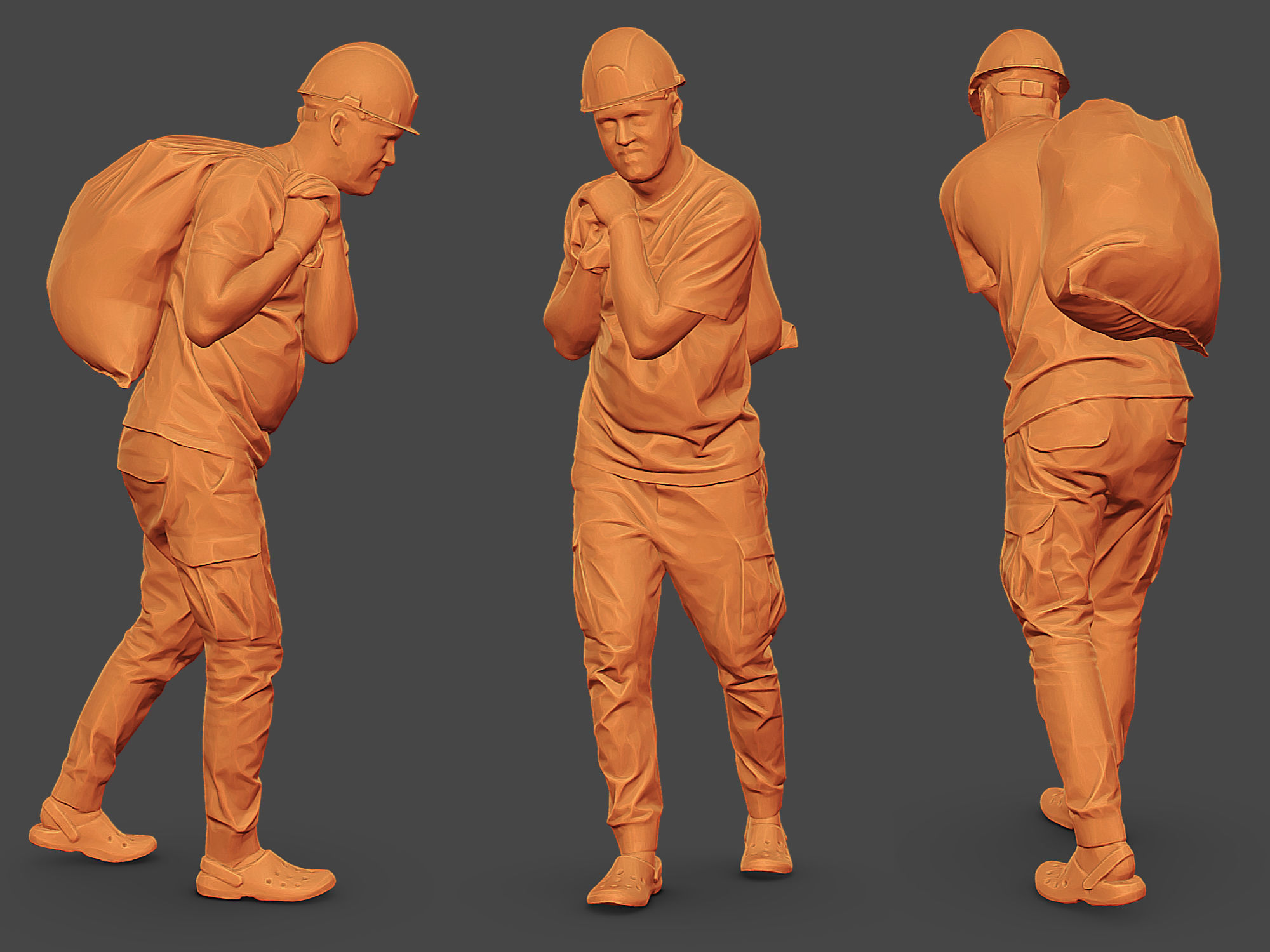 Worker in a Sand T-shirt 3D Model Collection_7