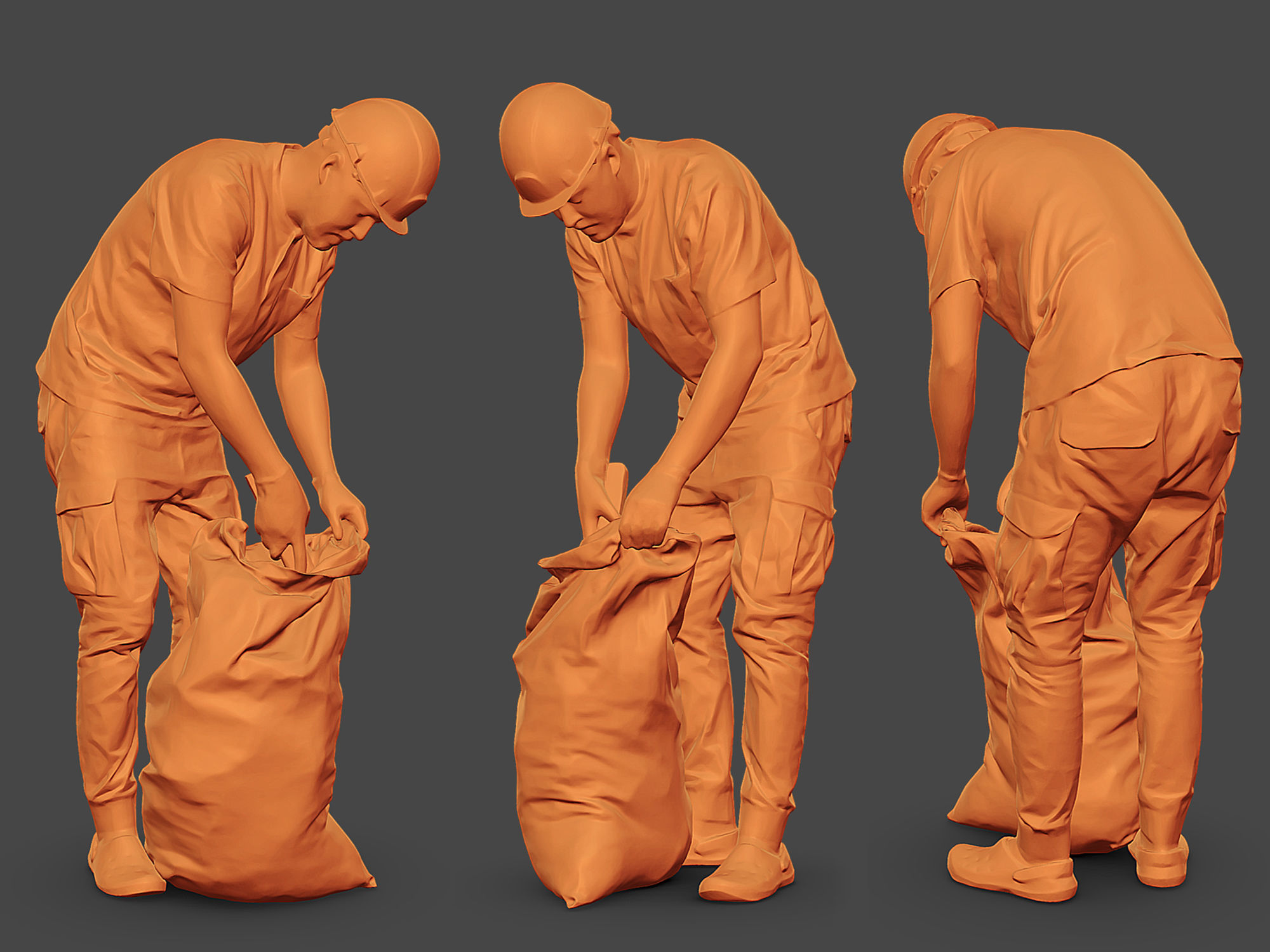 Worker in a Sand T-shirt 3D Model Collection_10