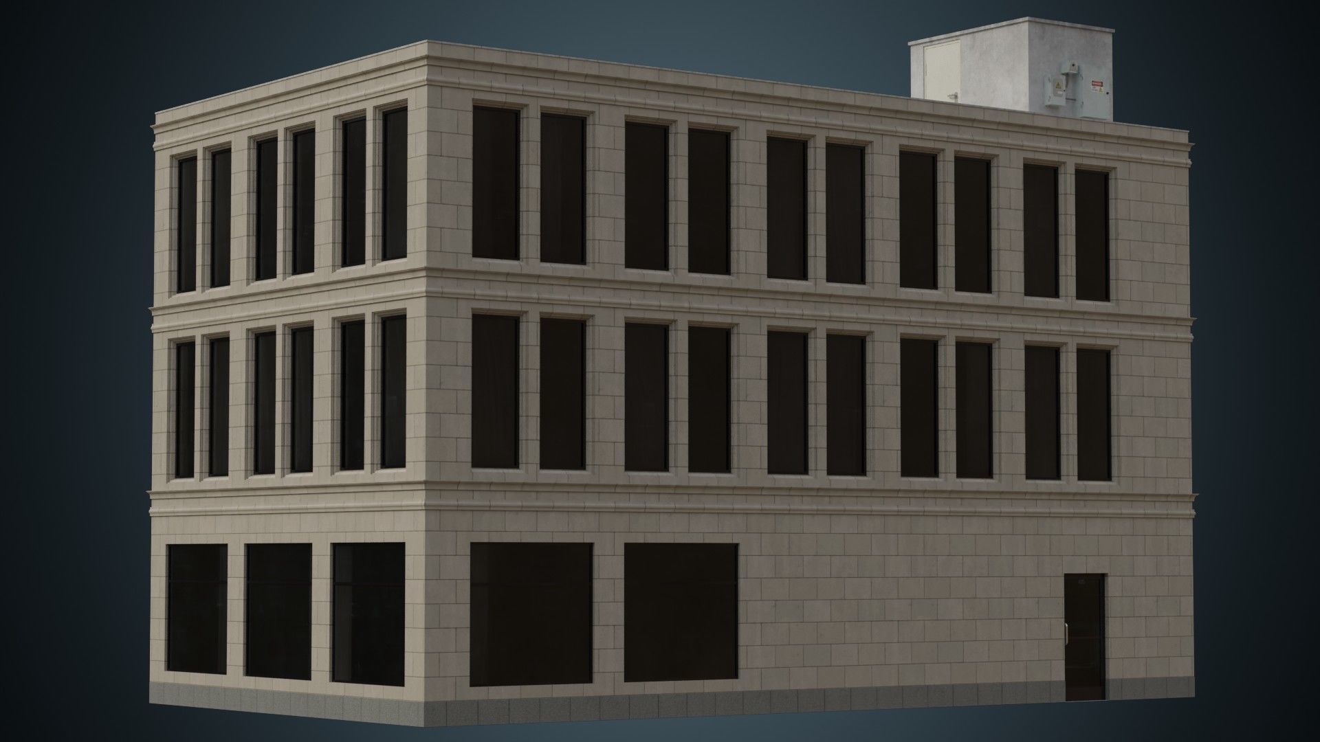 Building 18 Low-poly 3D model_4