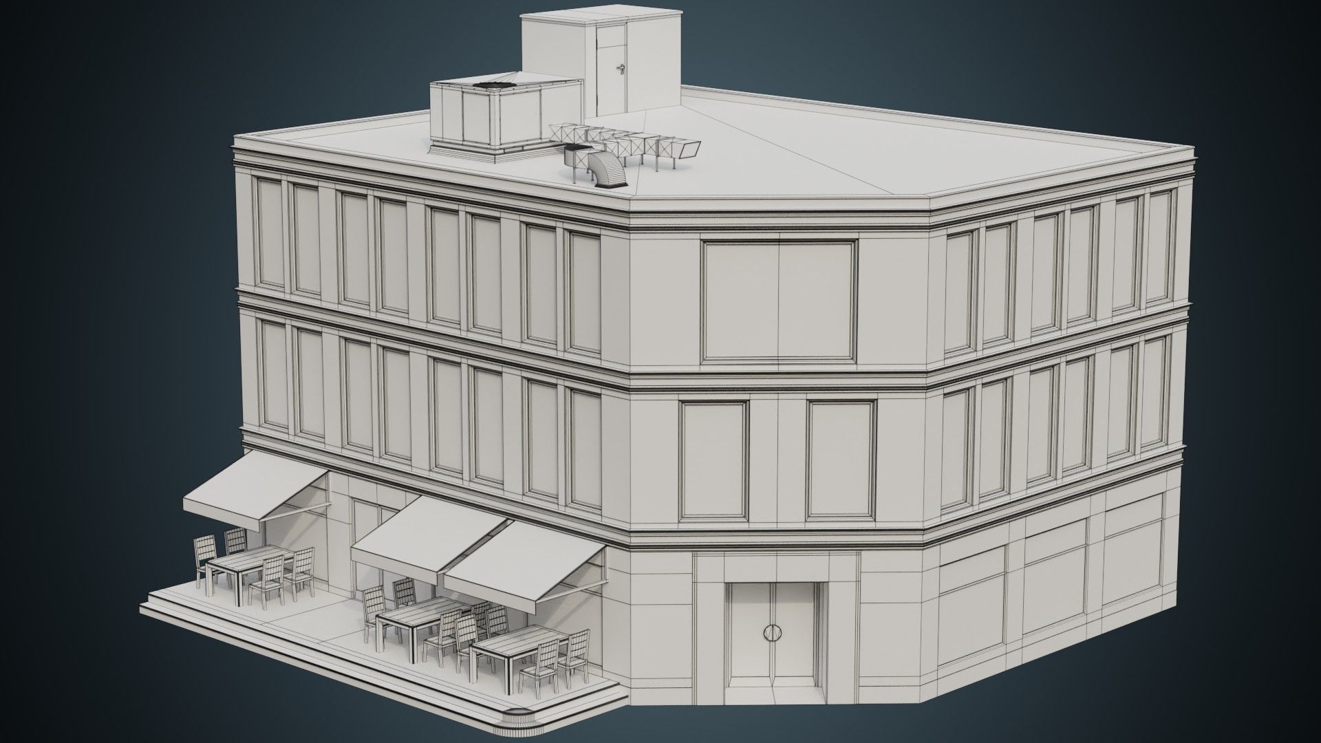 Building 18 Low-poly 3D model_11