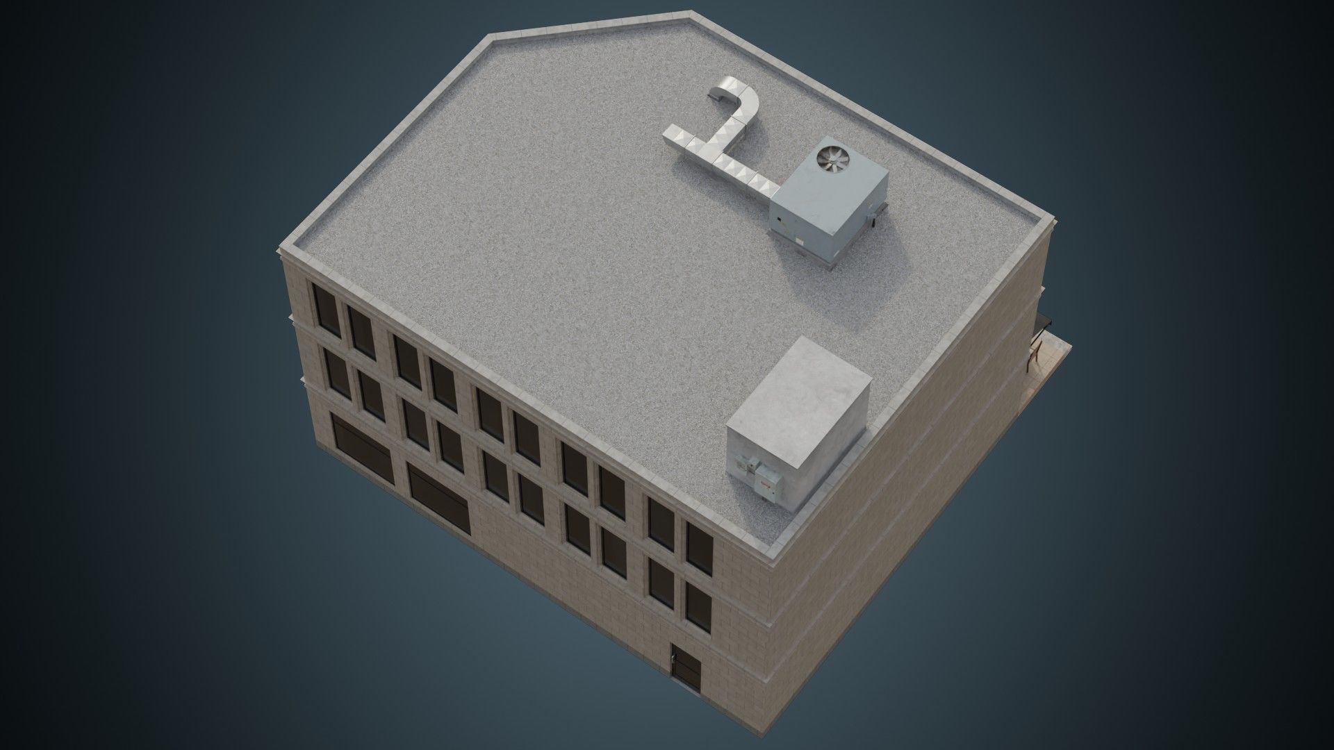 Building 18 Low-poly 3D model_3