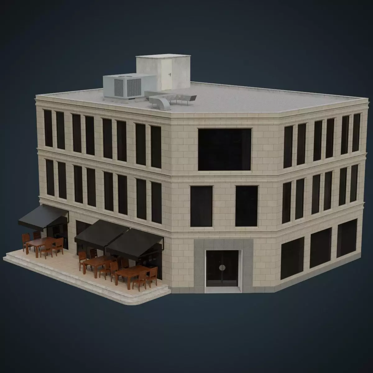 Building 18 Low-poly 3D model_0