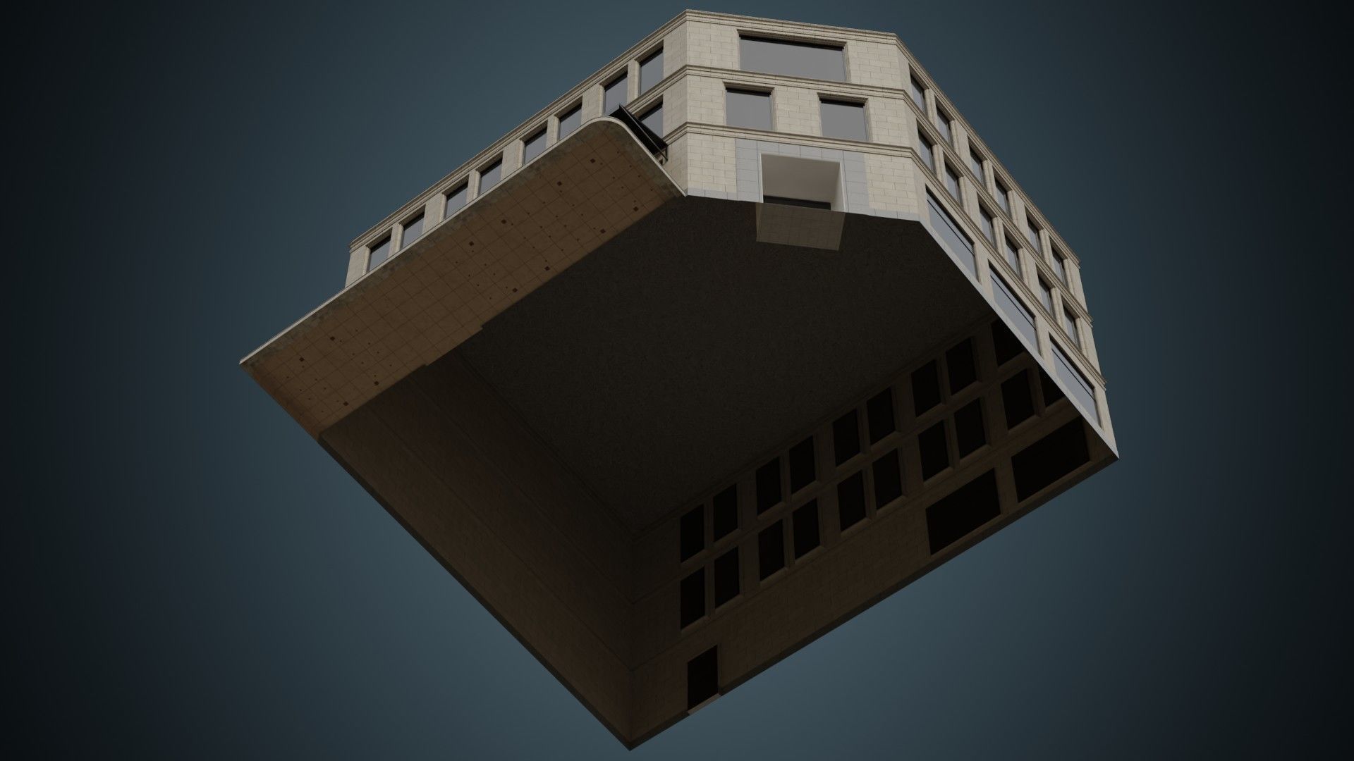 Building 18 Low-poly 3D model_5