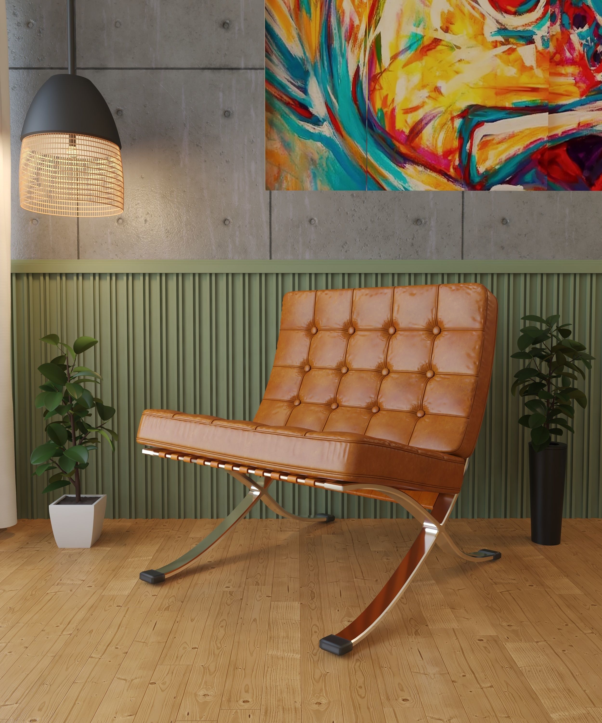 Barcelona Chair 3D model_3