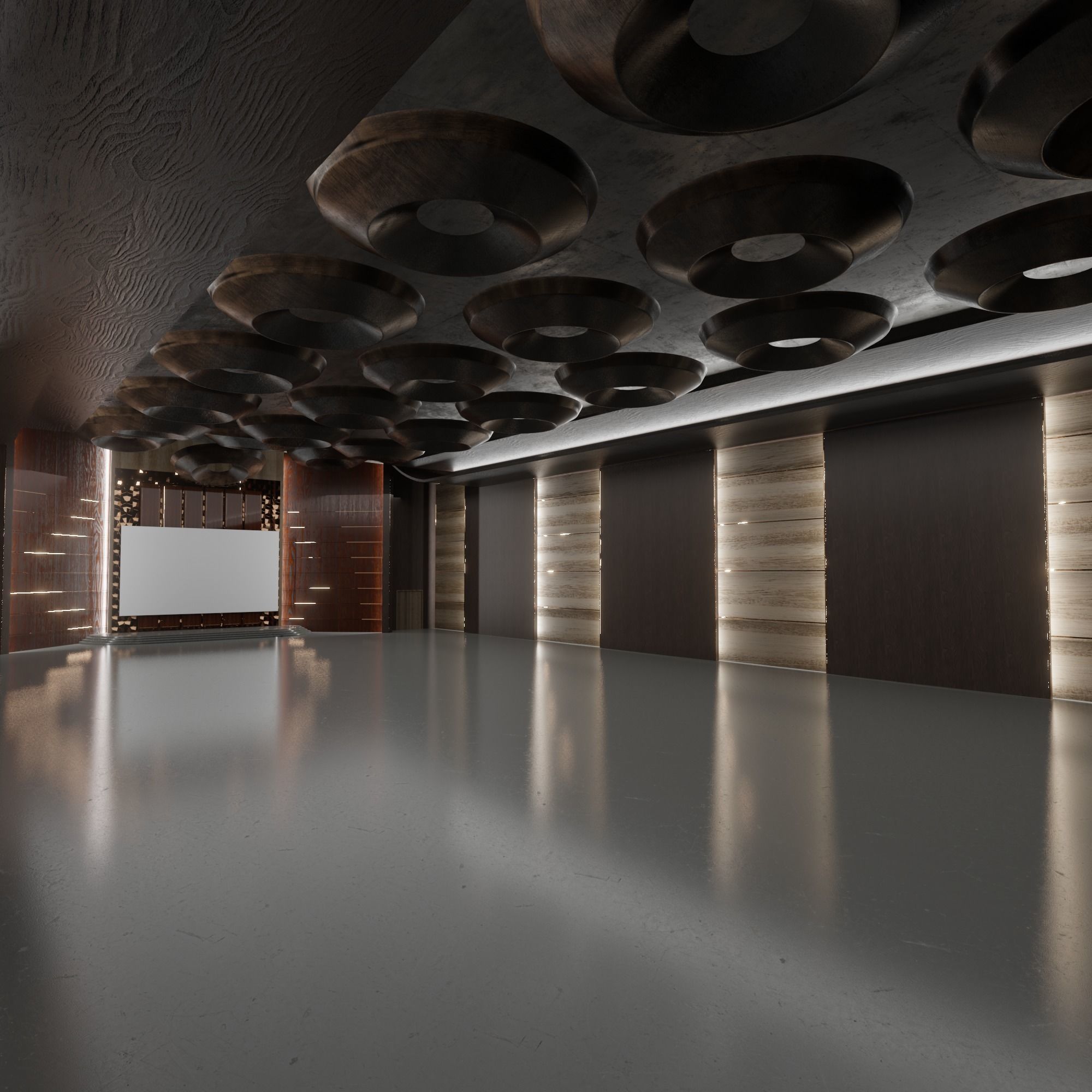 Conference hall Low-poly 3D model_2