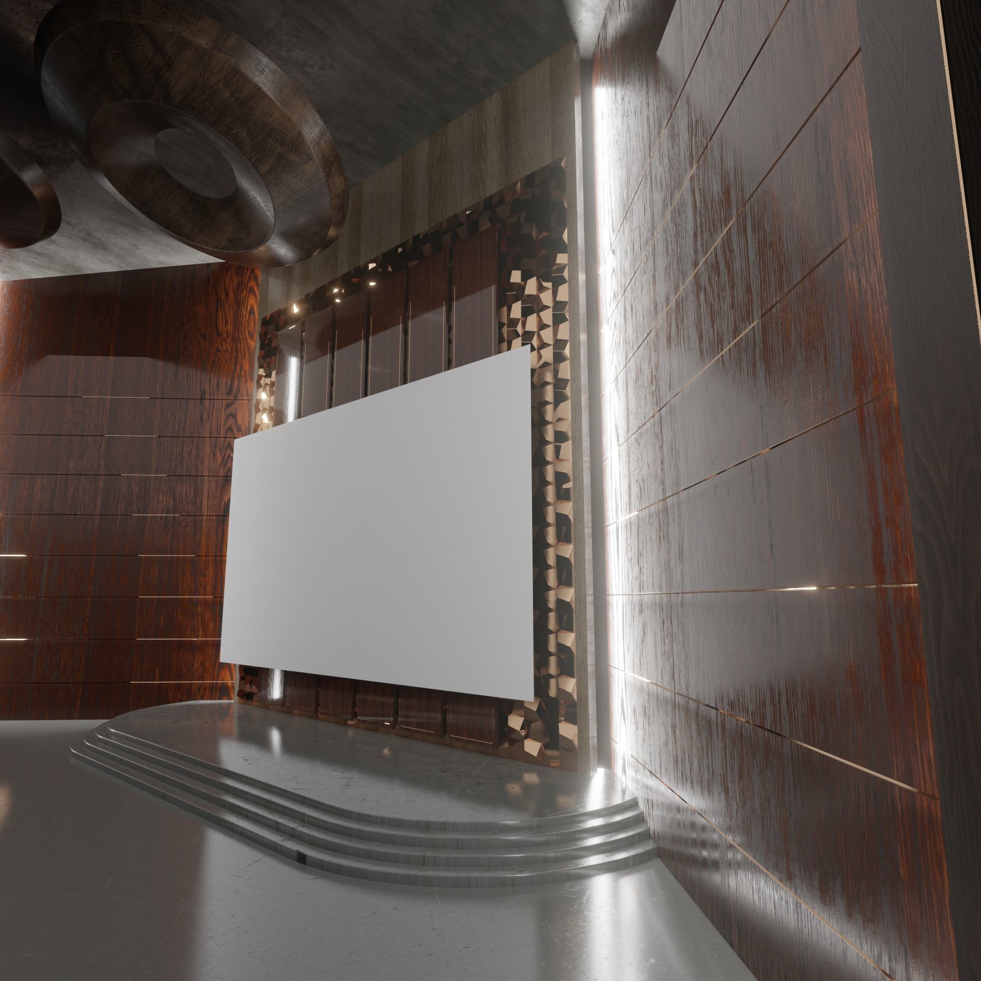 Conference hall Low-poly 3D model_3